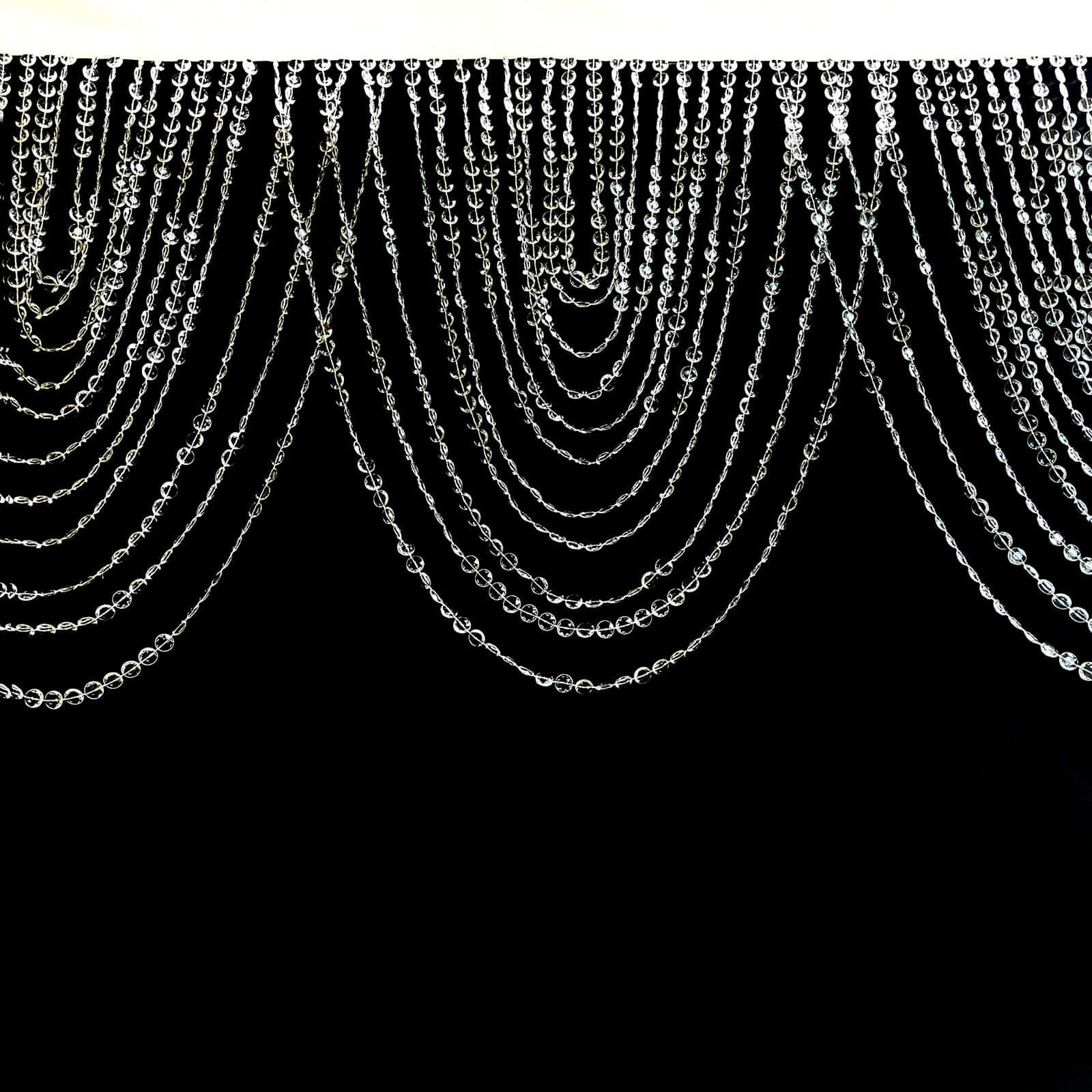 2 Pack Acrylic Crystal Beaded Curtain Valance with Fabric Top Rod Pocket, Triple Swag Diamond Cut Doorway Curtains - 23"x42" - Image 10