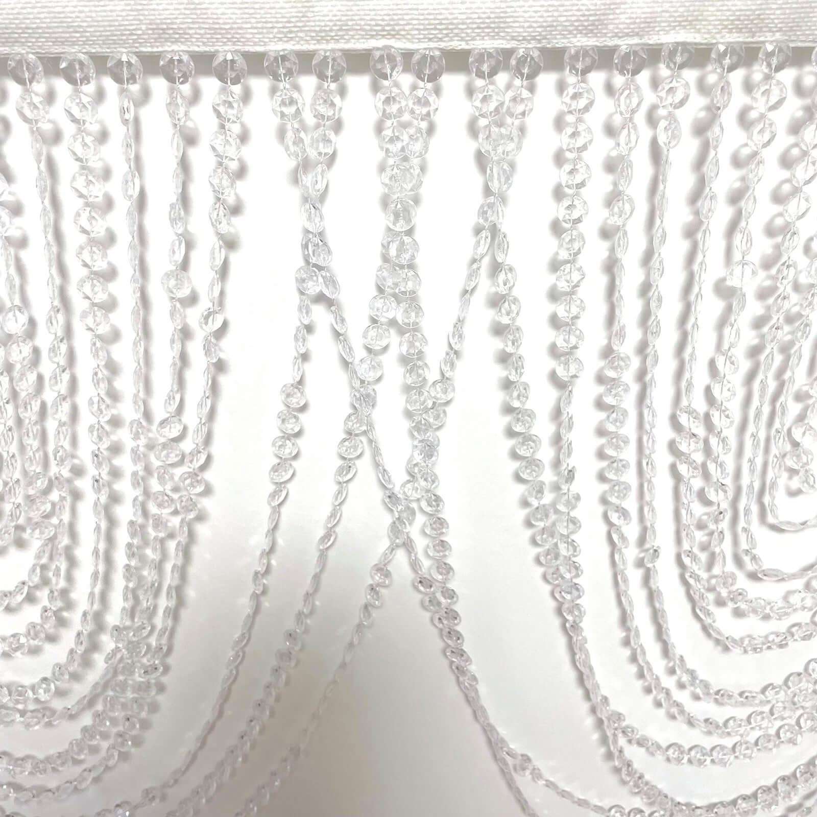 2 Pack Acrylic Crystal Beaded Curtain Valance with Fabric Top Rod Pocket, Triple Swag Diamond Cut Doorway Curtains - 23"x42" - Image 6