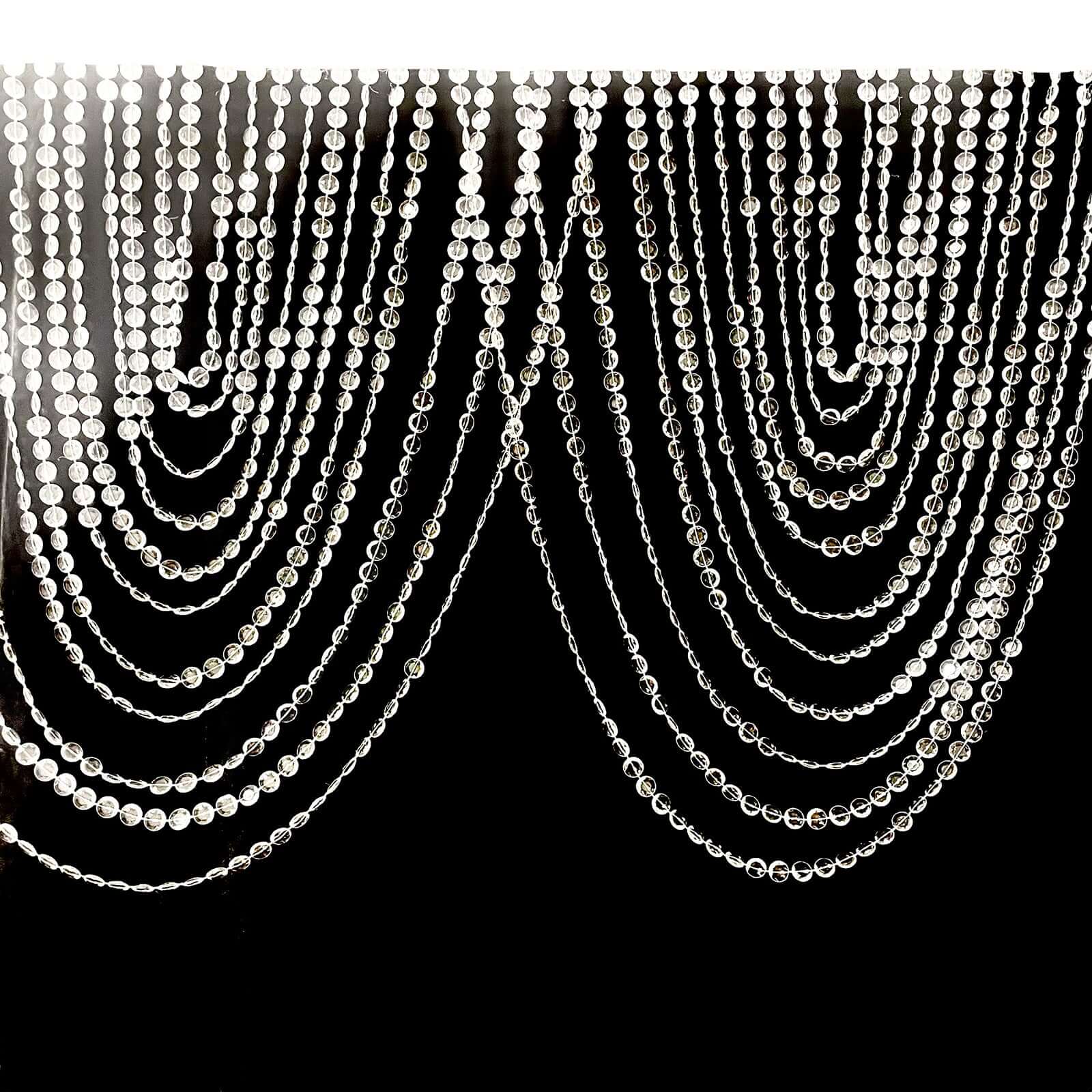 2 Pack Acrylic Crystal Beaded Curtain Valance with Fabric Top Rod Pocket, Triple Swag Diamond Cut Doorway Curtains - 23"x42" - Image 7