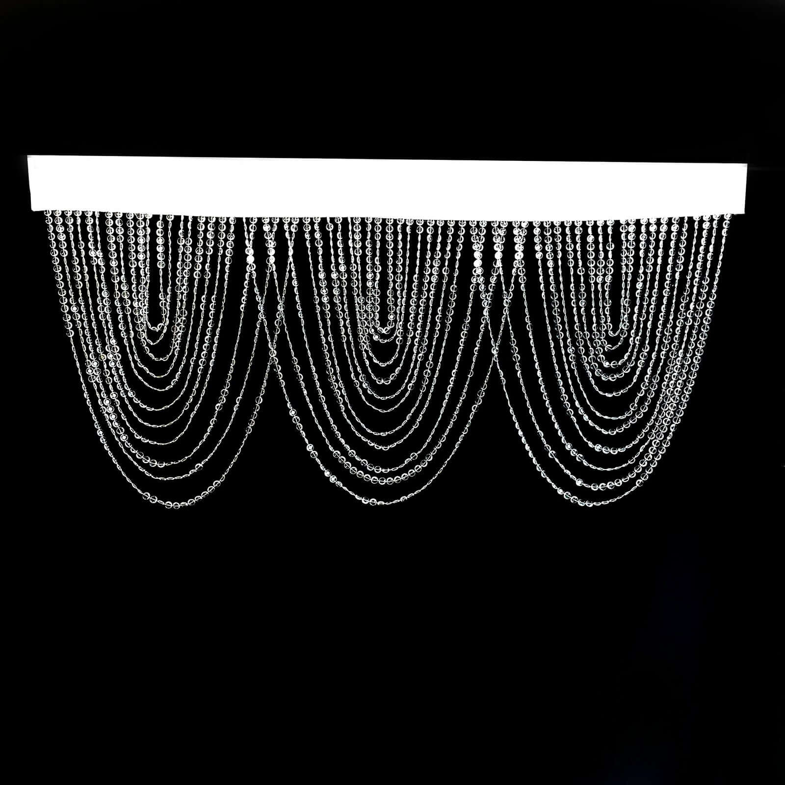 2 Pack Acrylic Crystal Beaded Curtain Valance with Fabric Top Rod Pocket, Triple Swag Diamond Cut Doorway Curtains - 23"x42" - Image 8