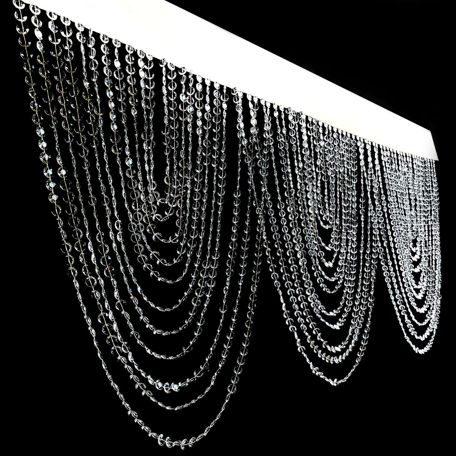 2 Pack Acrylic Crystal Beaded Curtain Valance with Fabric Top Rod Pocket, Triple Swag Diamond Cut Doorway Curtains - 23"x42" - Image 9