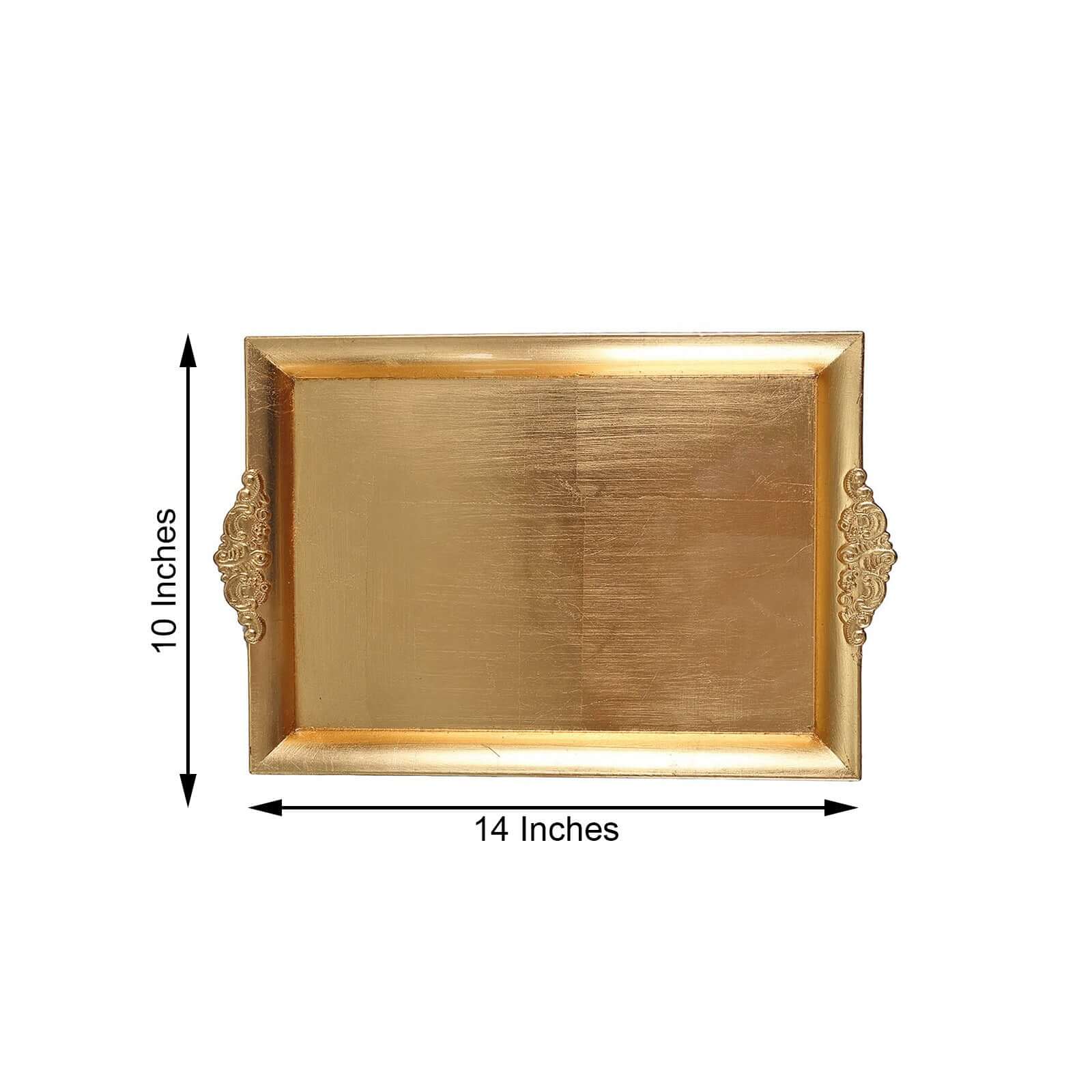 2-Pack Acrylic Serving Trays 14"x10" Rectangle Gold with Embossed Handles - Sleek Decorative Dinner Party Food Platters - Image 3