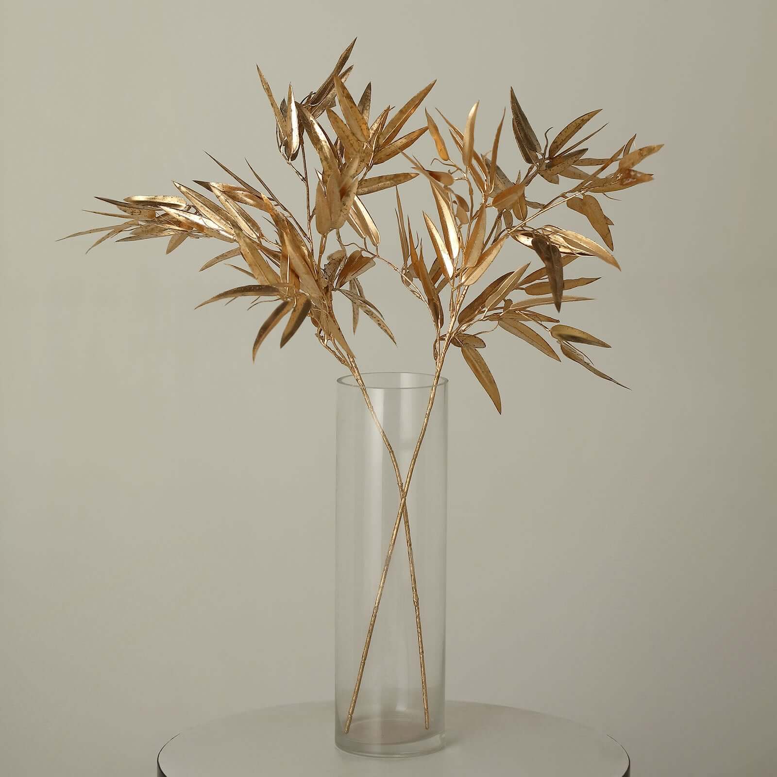 2-Pack Artificial Bamboo Leaf Branches 33" in Metallic Gold
