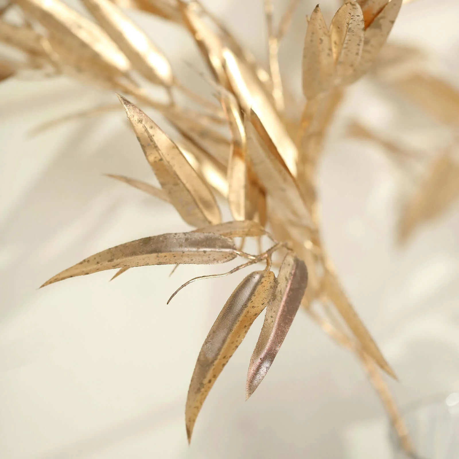 2-Pack Artificial Bamboo Leaf Branches 33" in Metallic Gold - Image 6