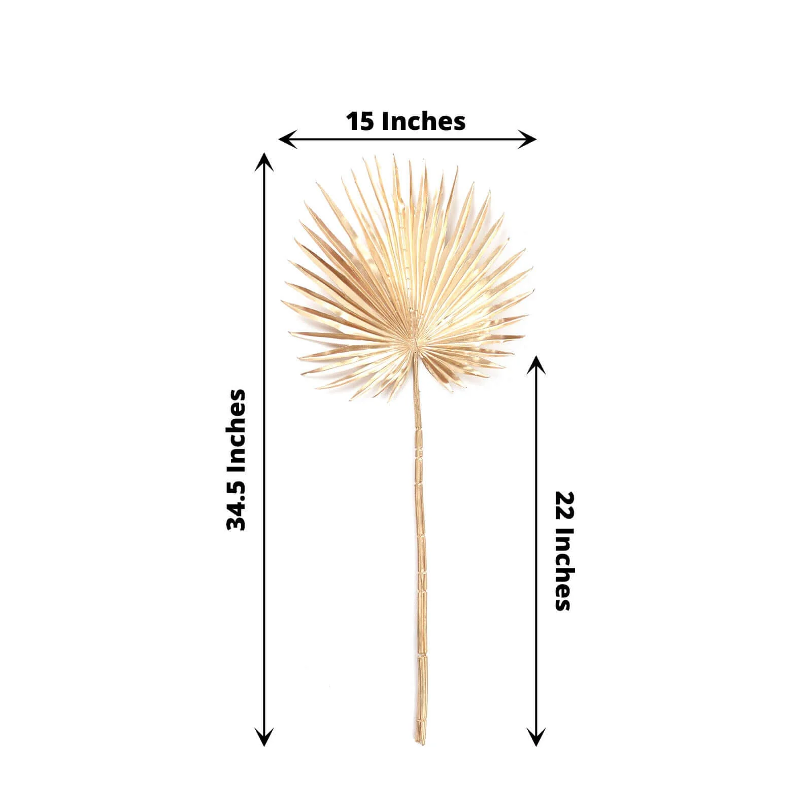 2-Pack Artificial Fan Palm Leaf Stems 34" Metallic Gold - Tropical & Stylish Faux Plant Floral Arrangement Table Centerpiece Decor - Image 3