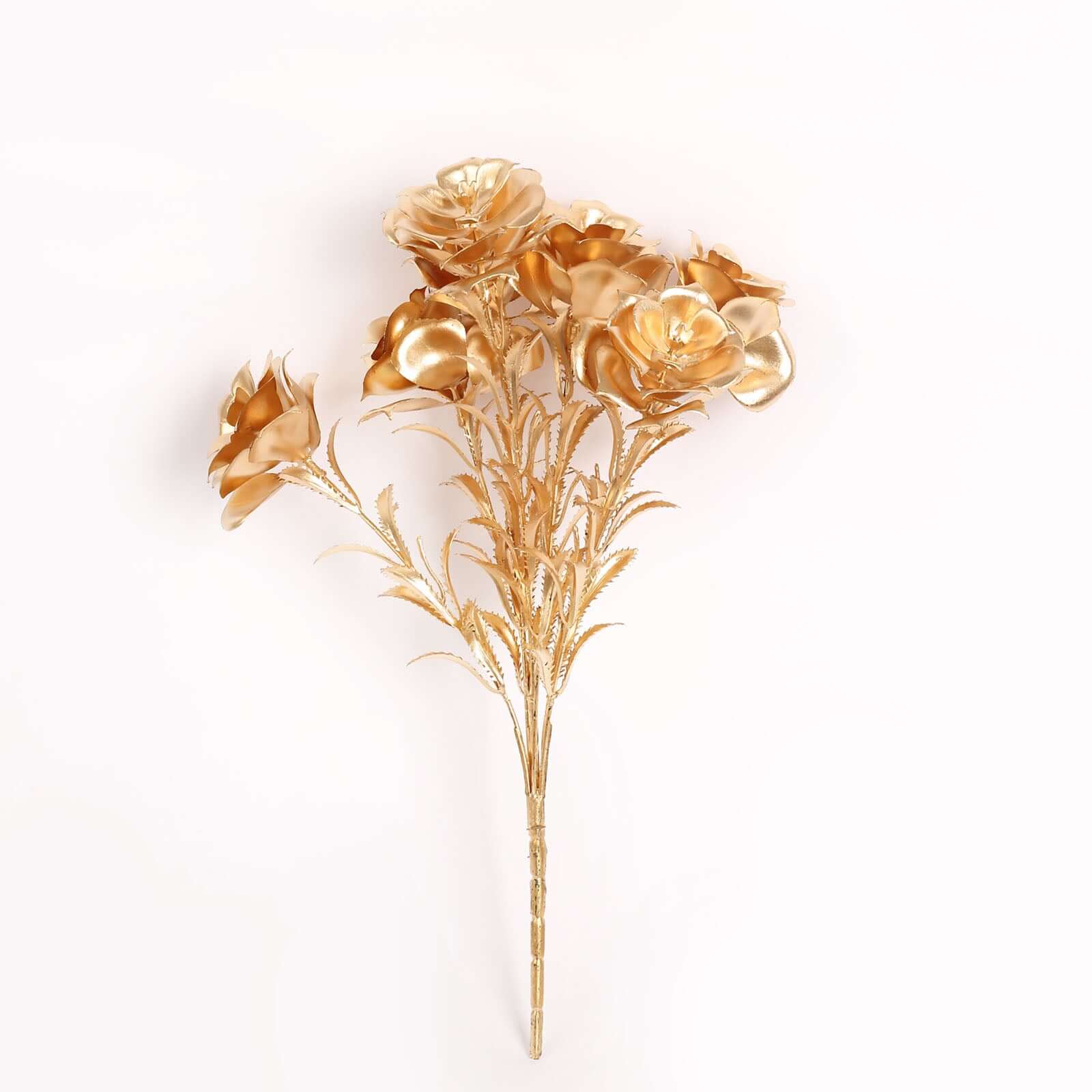 2-Pack Artificial Rose Bloomed Flower Bouquet 17" Metallic Gold - Glam Faux Floral Arrangement Holiday Decor Wedding Centerpiece - Image 6