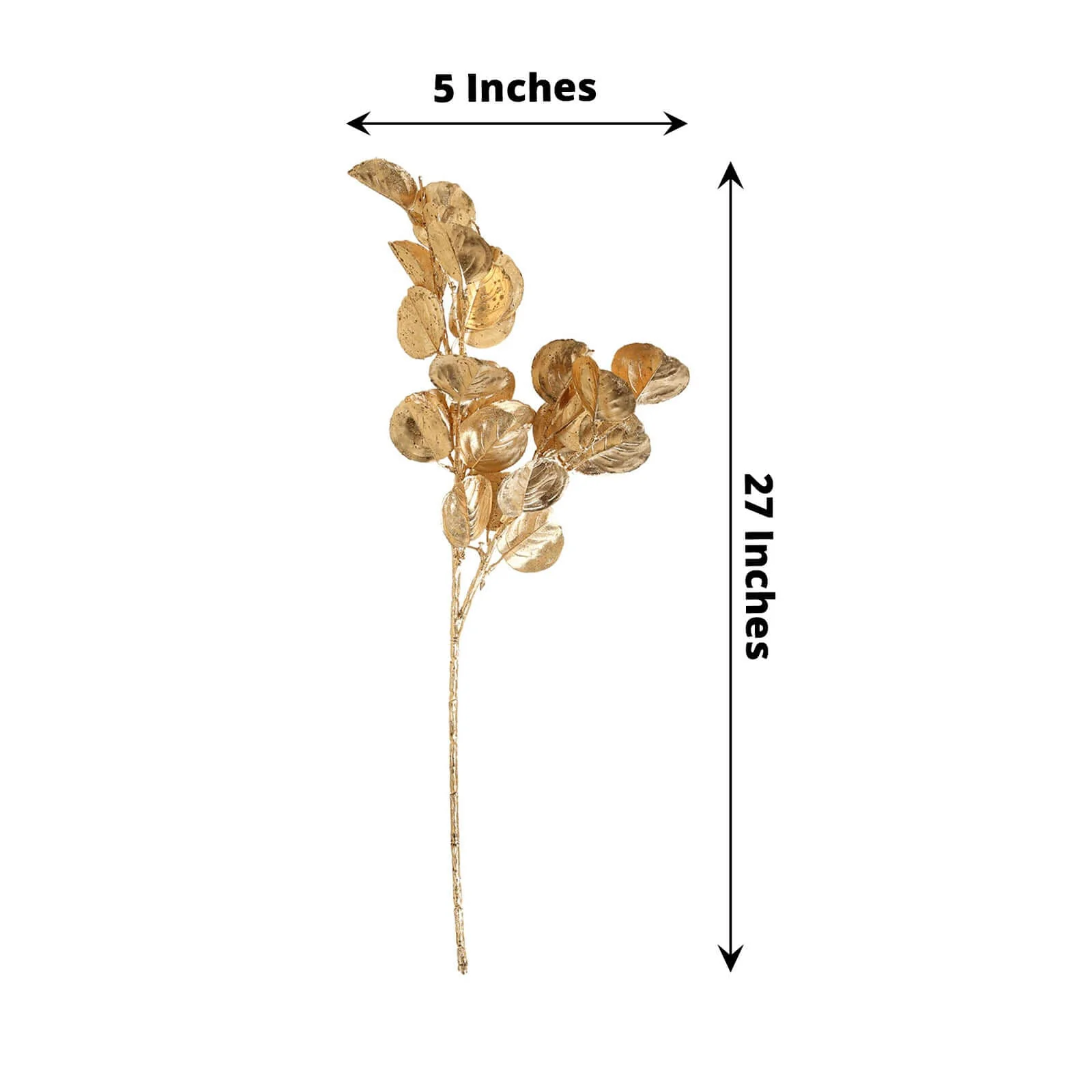 2-Pack Artificial Round Eucalyptus Leaf Branches 27" Metallic Gold - Lustrous Faux Decorative Bouquets for Event Styling & Table Arrangements - Image 3