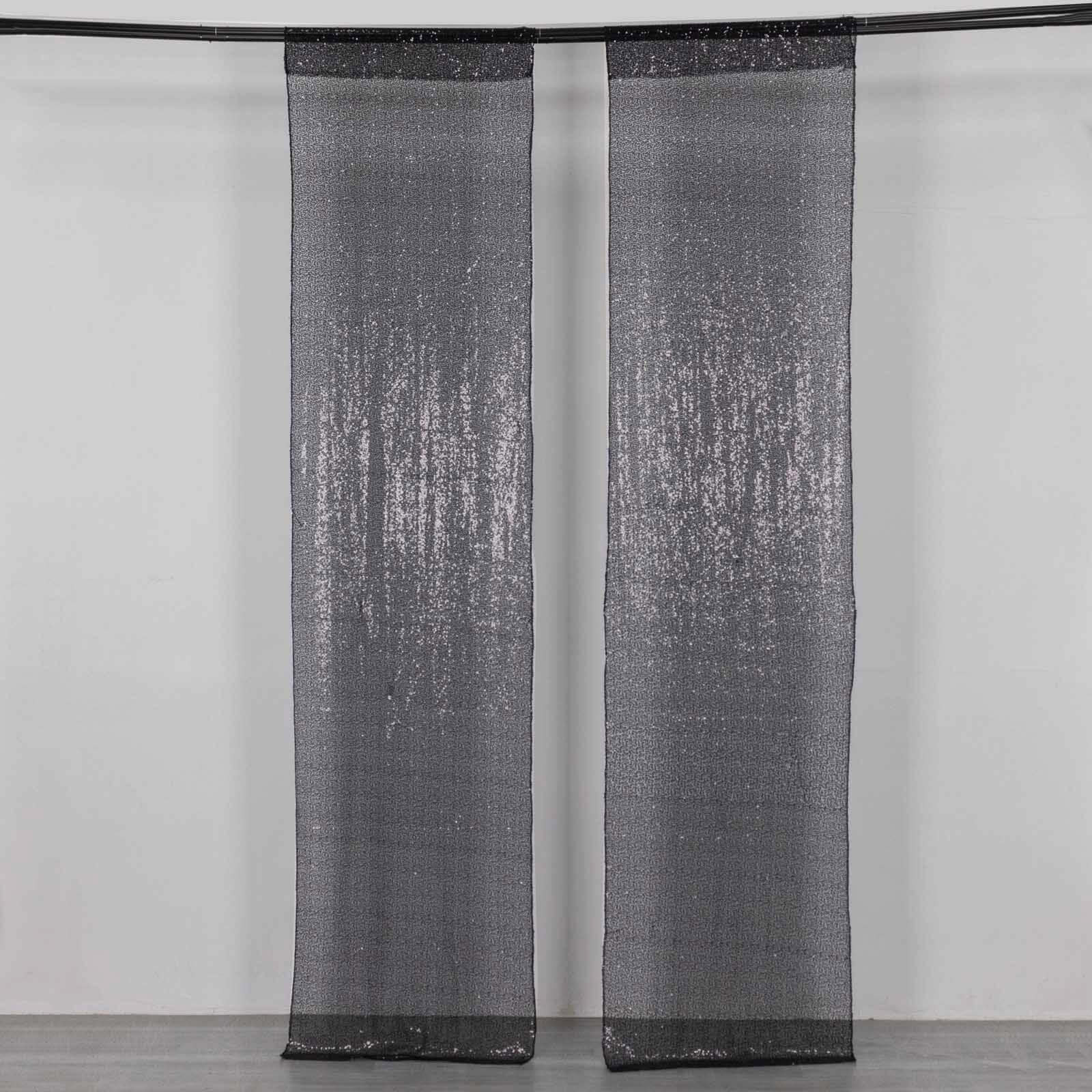 2 Pack Black Sequin Backdrop Drape Curtains with Rod Pockets, Seamless Glitter Mesh Photo Booth Event Divider Panels - 8ftx2ft - Image 6