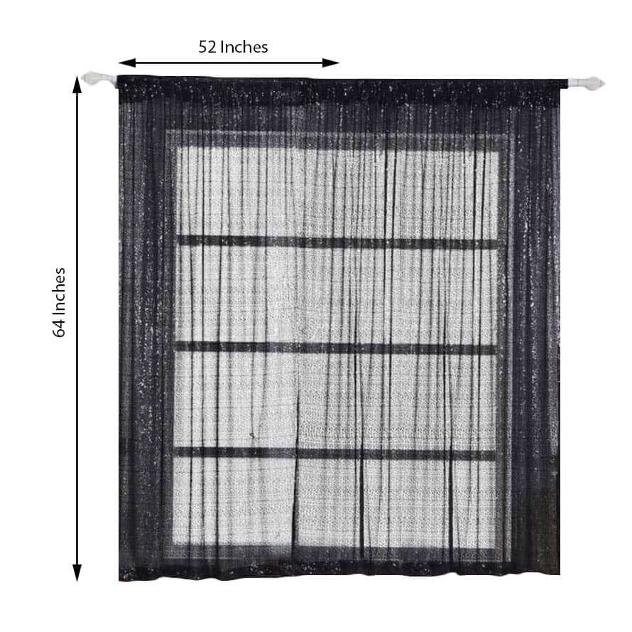 2 Pack Black Sequin Curtains With Rod Pocket Window Treatment Panels 52"x64" - Image 3