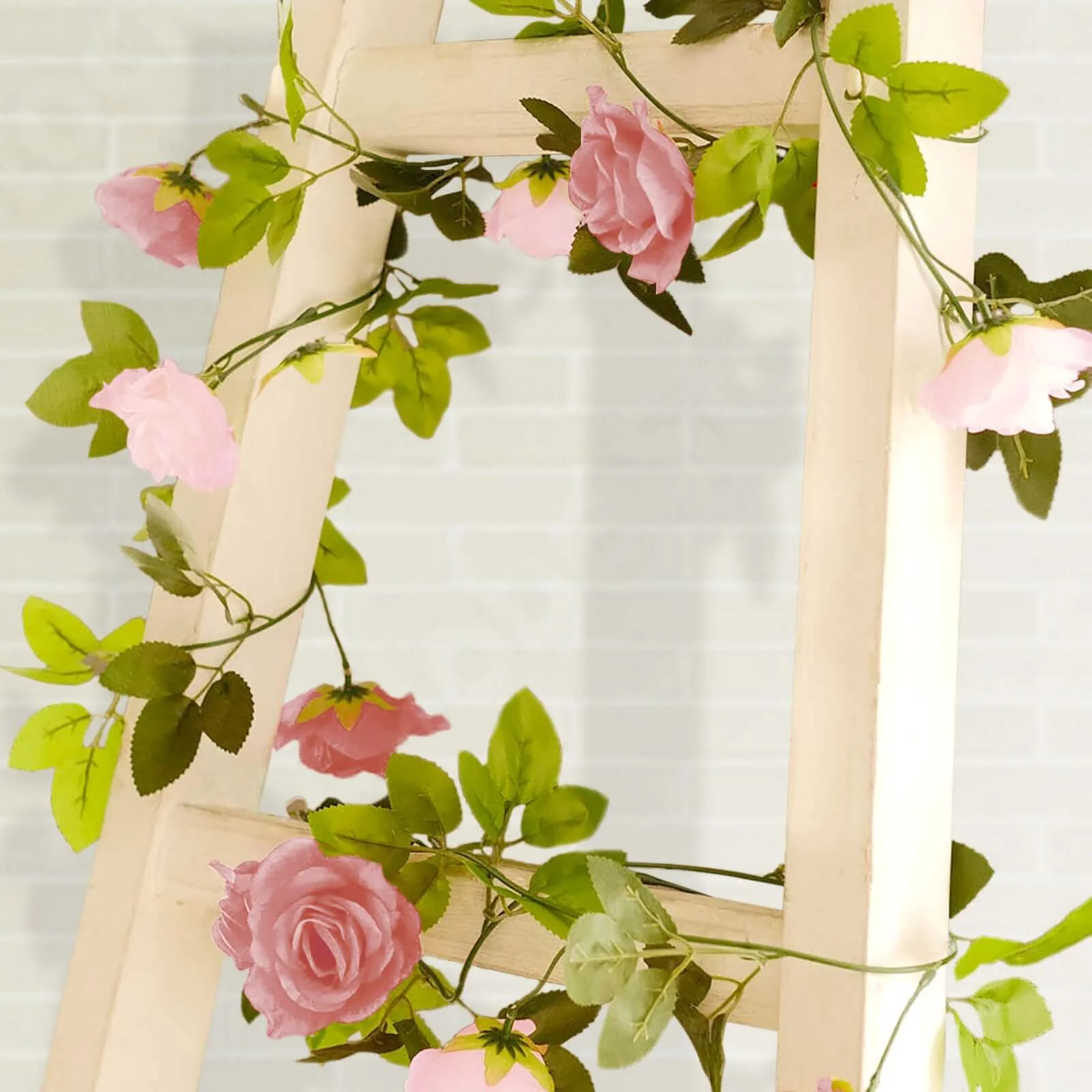 2 Pack Blush Dusty Rose Artificial Silk Mini Rose Vines Hanging Flower Garland with 26 Flower Heads - 7ft - Image 9