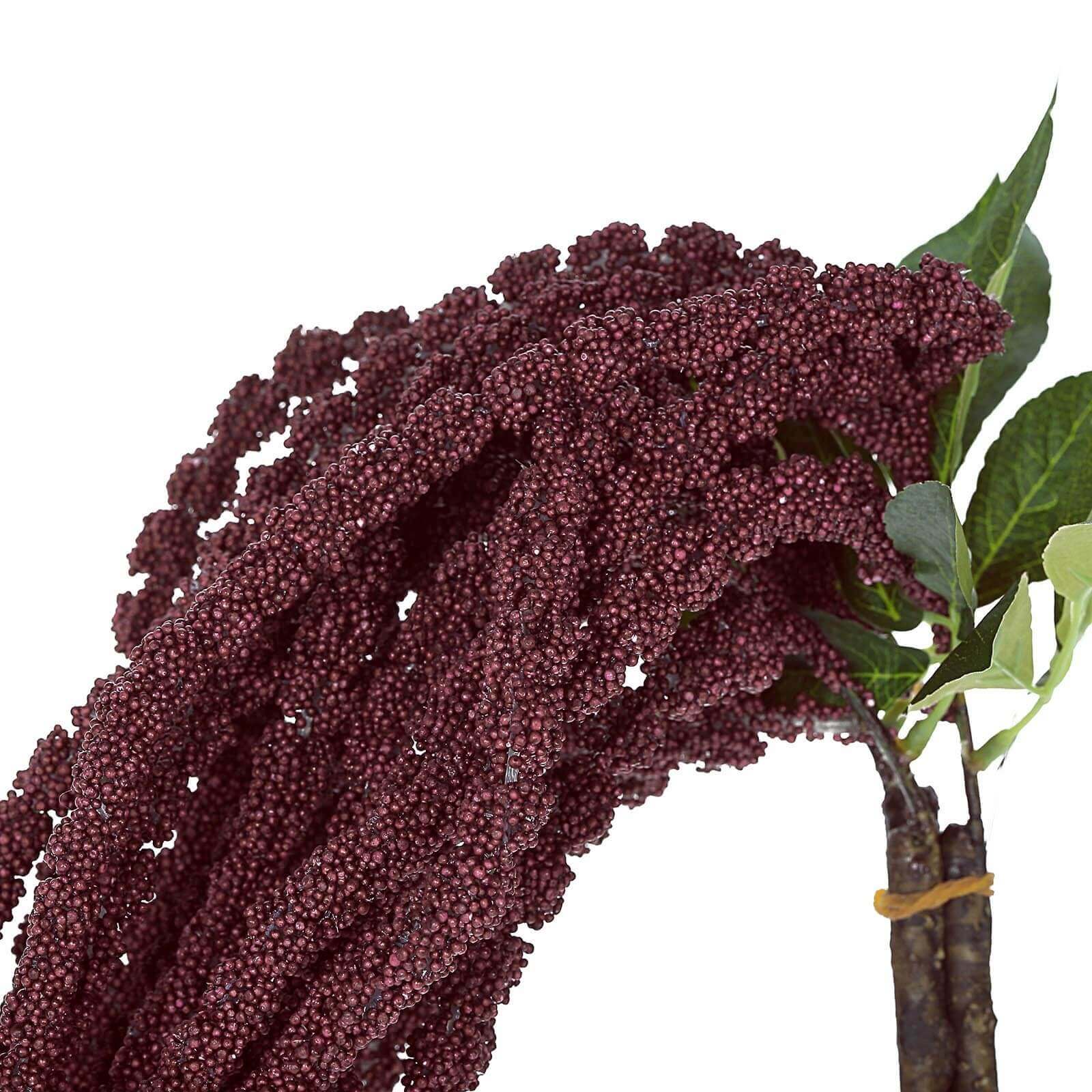 2 Pack Burgundy Artificial Amaranthus Flower Stem Spray and Ivy Leaves 32" - Image 8