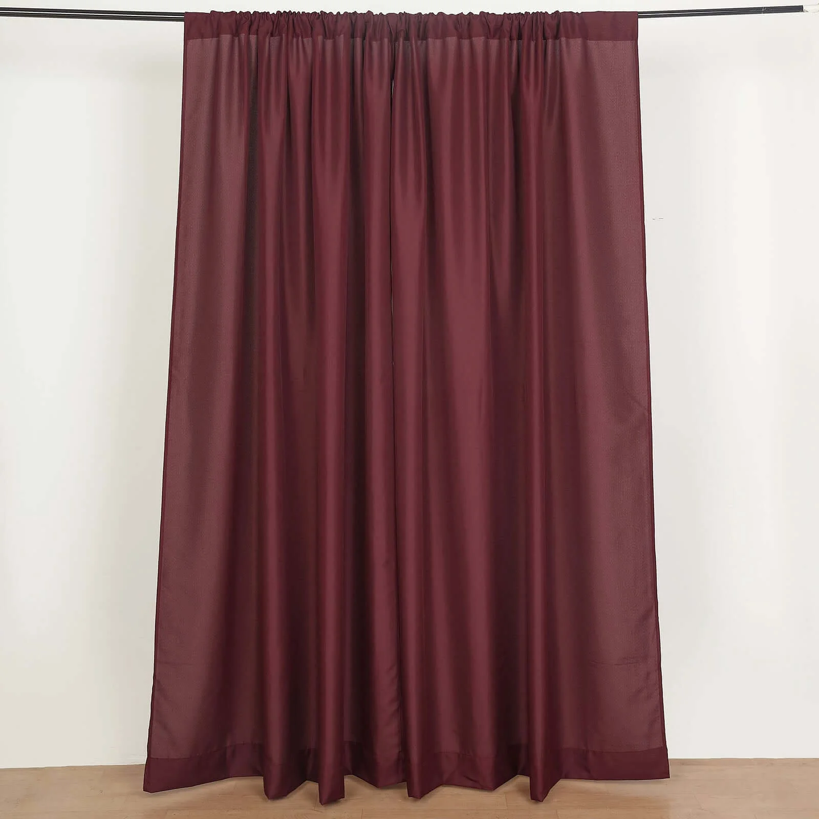2 Pack 5ftx8ft Burgundy Polyester Backdrop Drape Curtains With Rod Pockets, Event Divider Panels 130GSM