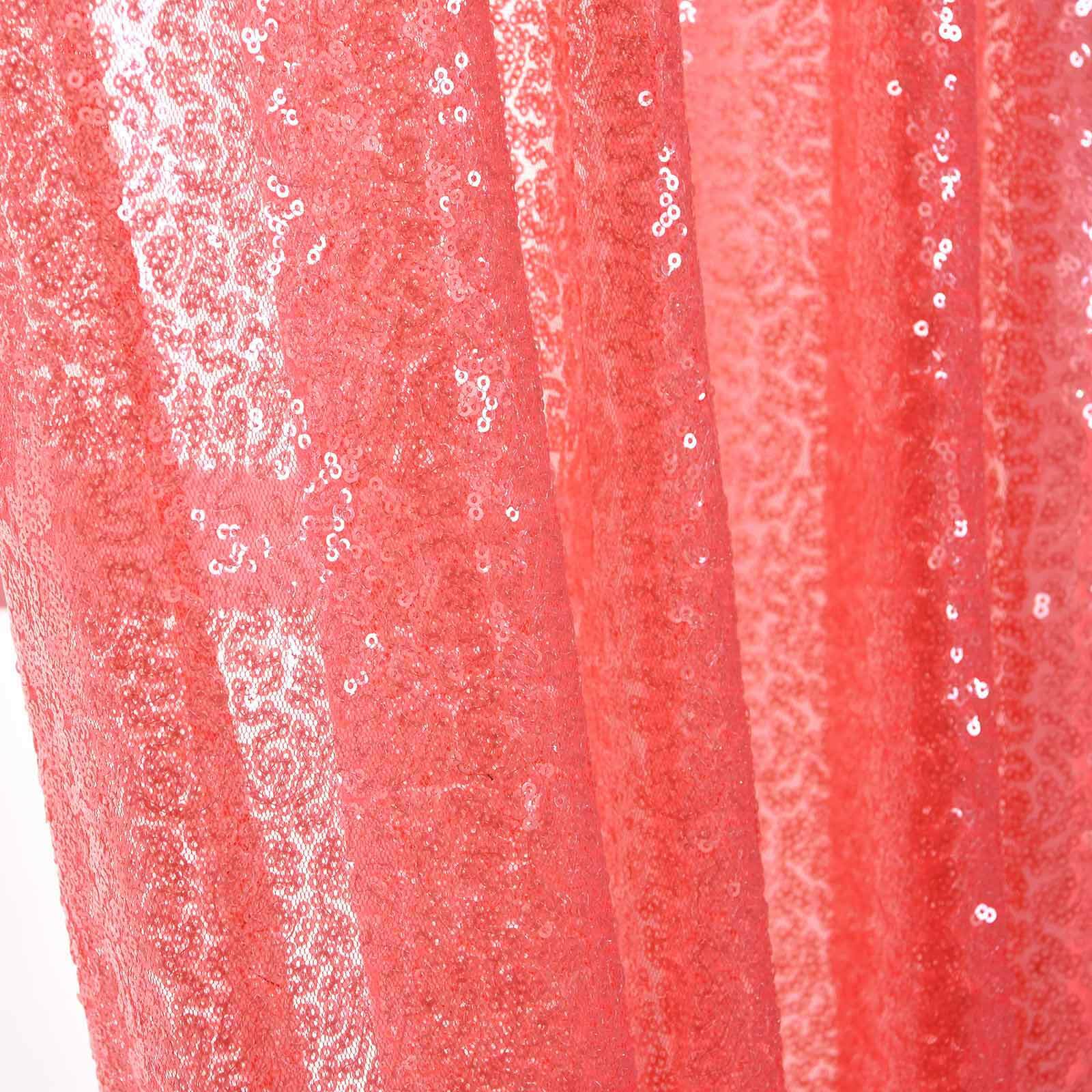 2 Pack Coral Sequin Curtains With Rod Pocket Window Treatment Panels 52"x84" - Image 15