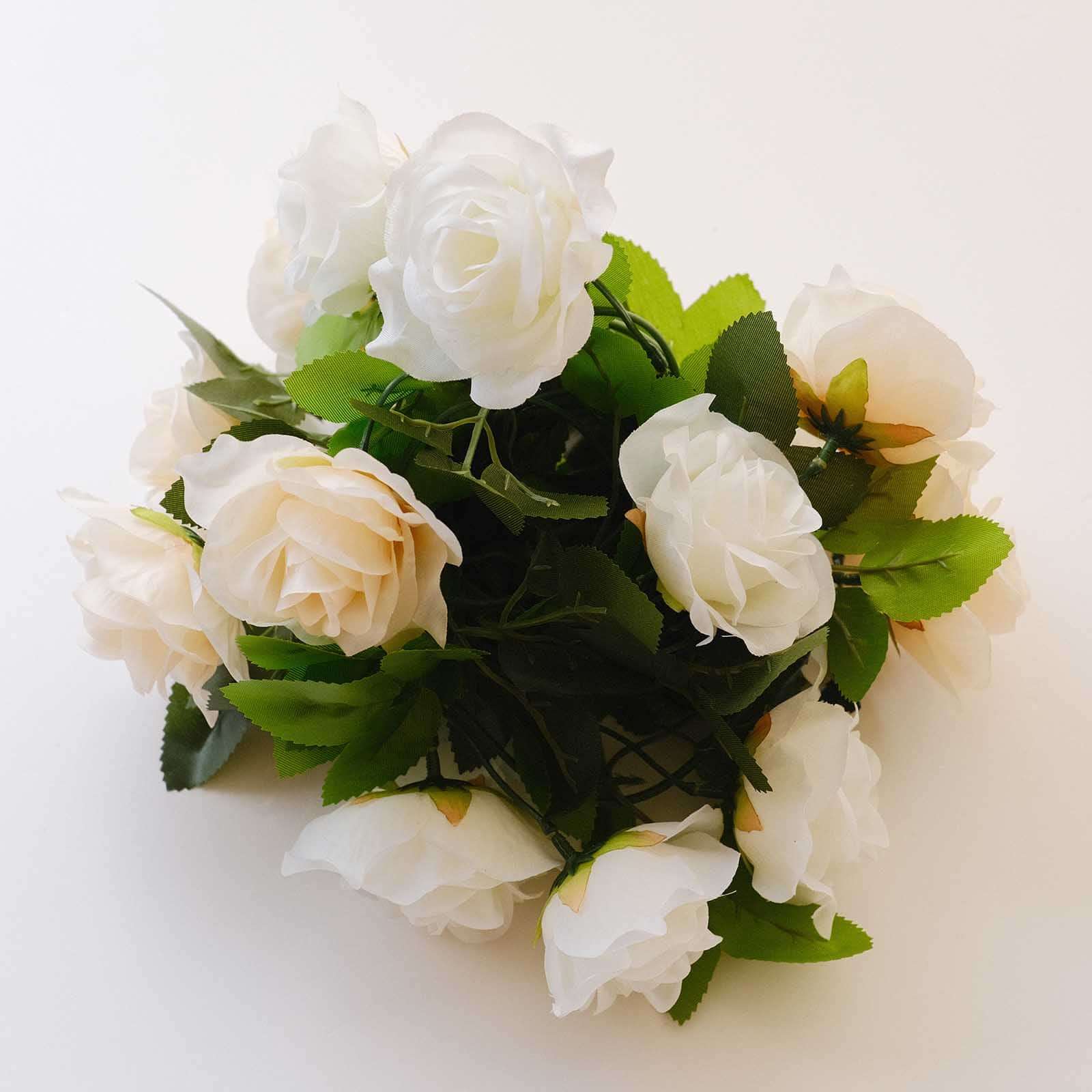 2 Pack Cream Ivory Artificial Silk Mini Rose Vines Hanging Flower Garland with 26 Flower Heads - 7ft - Image 14