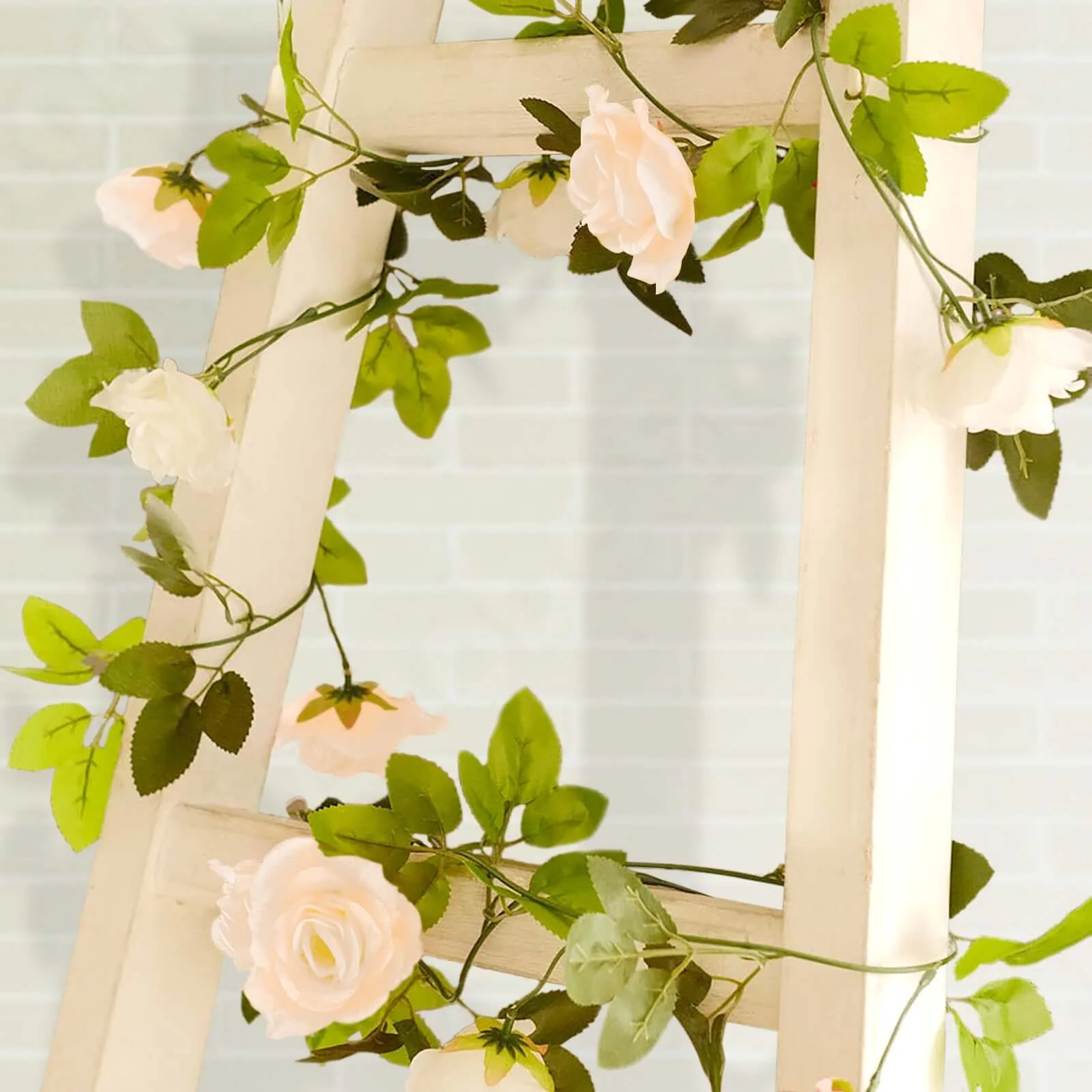 2 Pack Cream Ivory Artificial Silk Mini Rose Vines Hanging Flower Garland with 26 Flower Heads - 7ft - Image 9
