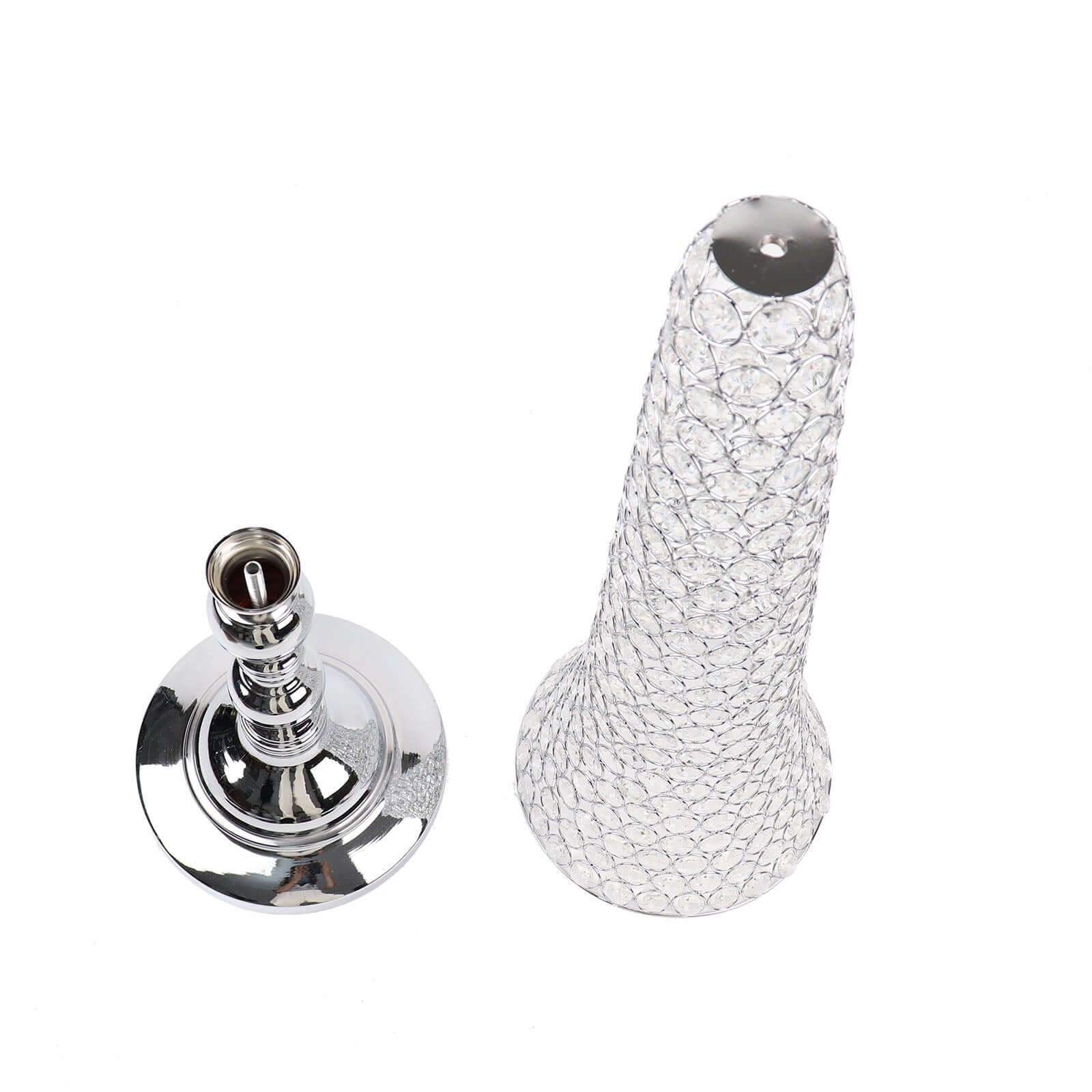 2-Pack Crystal Beaded Trumpet Vase Set 40" Silver - Table Centerpiece for Grand Occasions - Image 15
