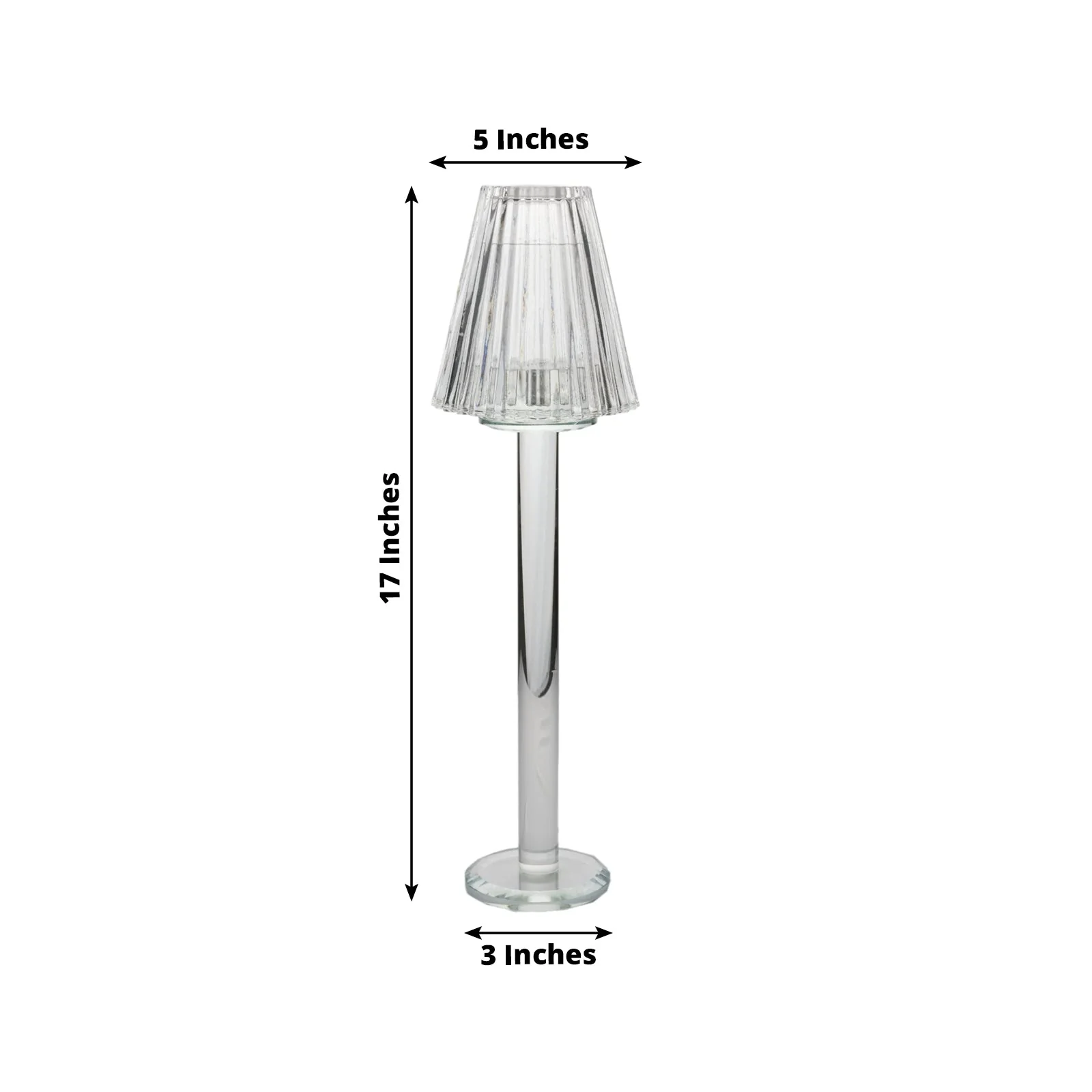 2 Pack Crystal Glass Candle Holders, Clear Votive Tealight Taper Candle Stands in Ribbed Vintage Table Lamp Shape - 17" - Image 2