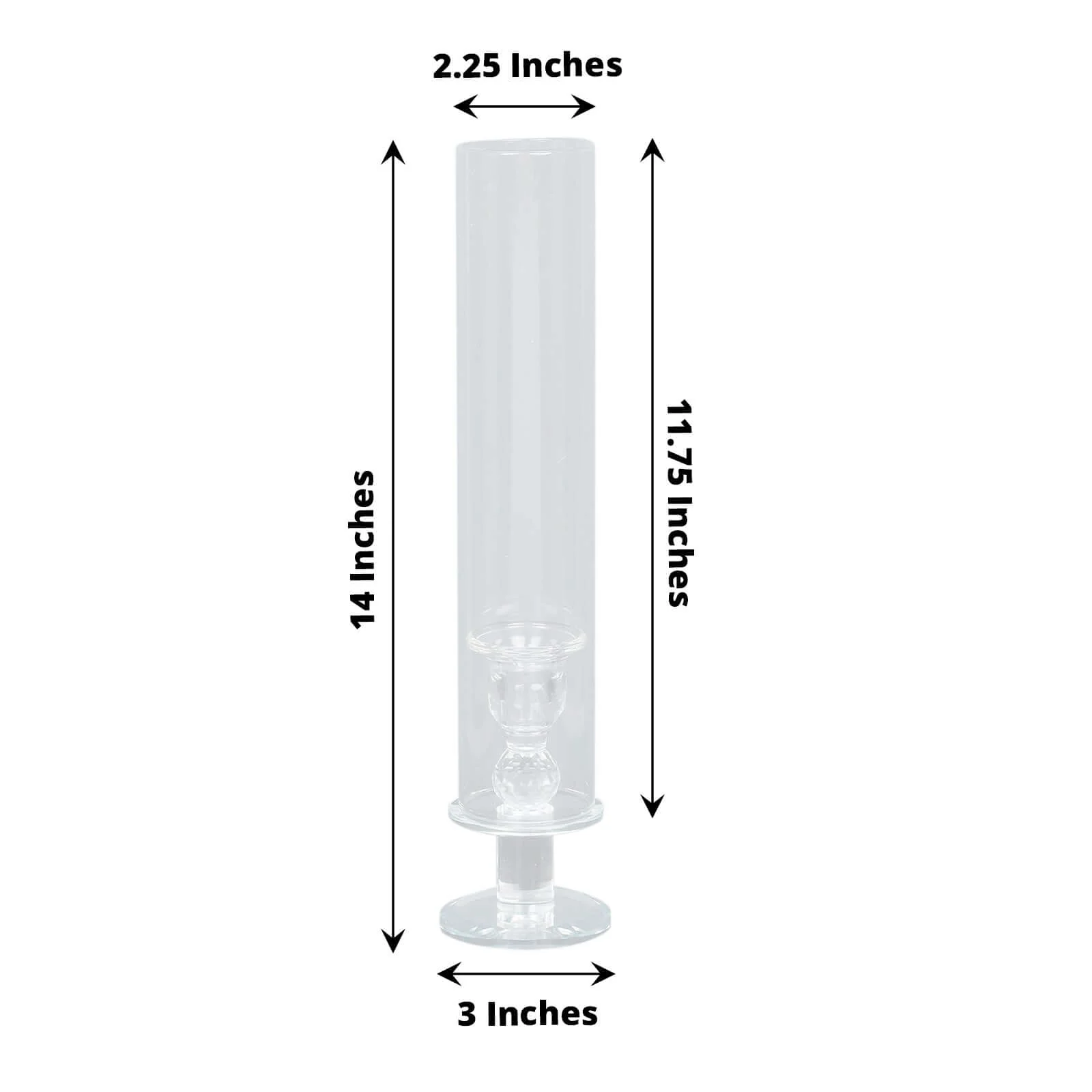 2-Pack Crystal Glass Hurricane Taper Candle Holders 14", Clear Cylinder Chimney Tubes - Tall Decorative Candle Stands - Image 3