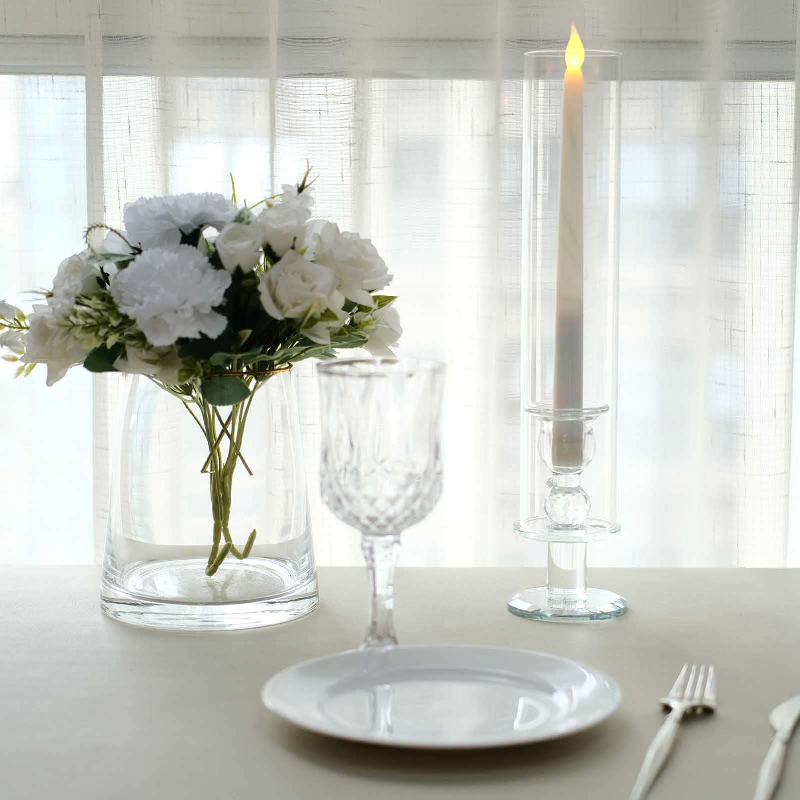 2-Pack Crystal Glass Hurricane Taper Candle Holders 14", Clear Cylinder Chimney Tubes - Tall Decorative Candle Stands - Image 7