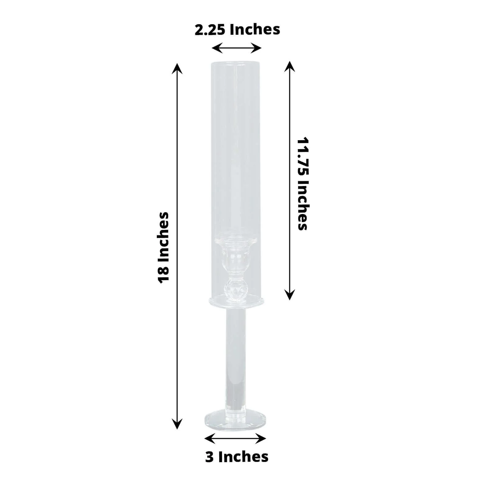 2-Pack Crystal Glass Hurricane Taper Candle Holders 18", Clear Cylinder Chimney Tubes - Tall Decorative Candle Stands - Image 3