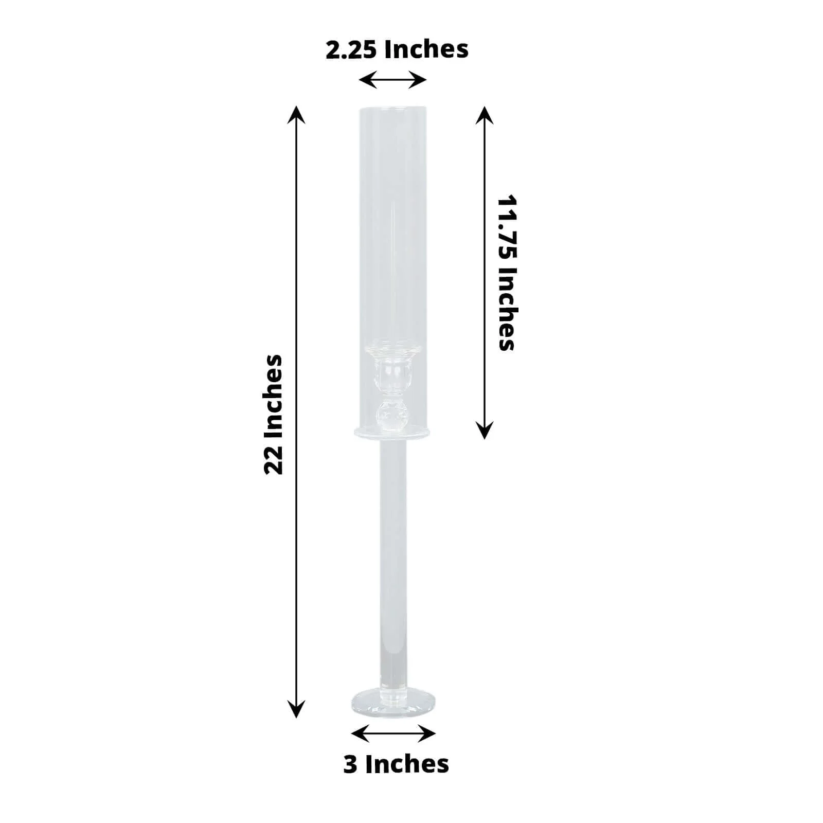 2-Pack Crystal Glass Hurricane Taper Candle Holders 22", Clear Cylinder Chimney Tubes - Tall Decorative Candle Stands - Image 3