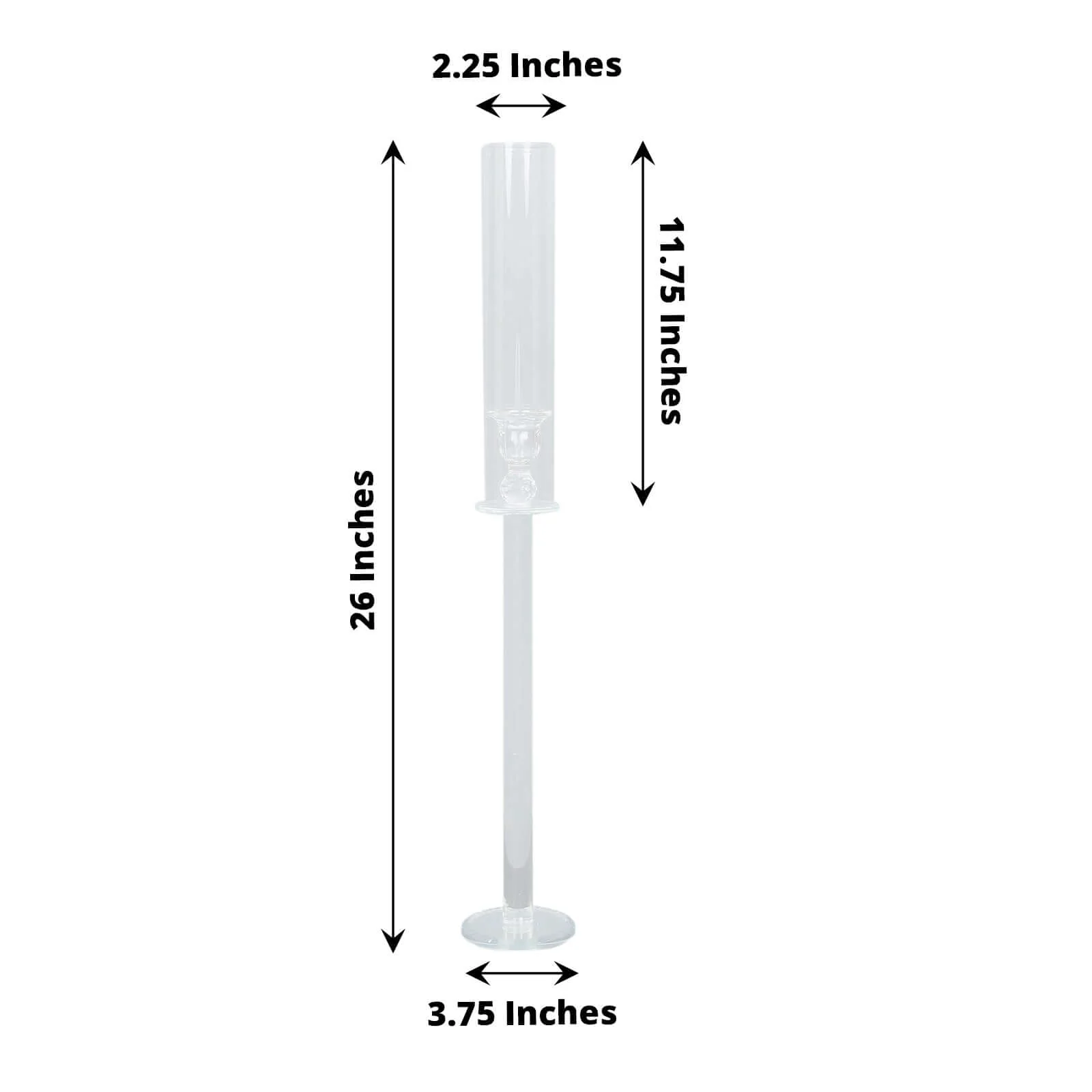2-Pack Crystal Glass Hurricane Taper Candle Holders 26", Clear Cylinder Chimney Tubes - Tall Decorative Candle Stands - Image 3