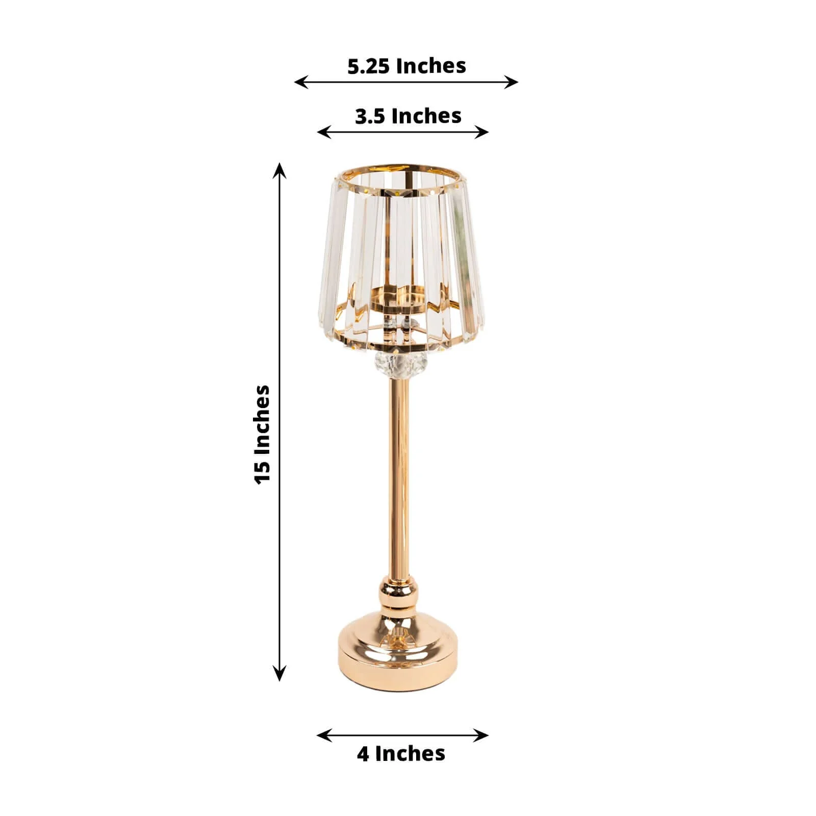 2-Pack Crystal Pendant Candle Holders 15" Classic Empire Lamp Shade Style in Gold, Votive Candle Stand For Table Centerpieces - Image 3