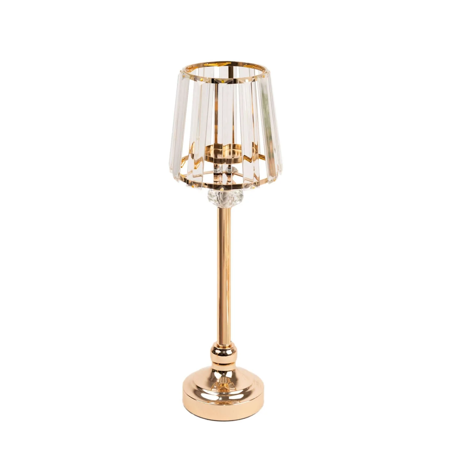 2-Pack Crystal Pendant Candle Holders 15" Classic Empire Lamp Shade Style in Gold, Votive Candle Stand For Table Centerpieces - Image 6
