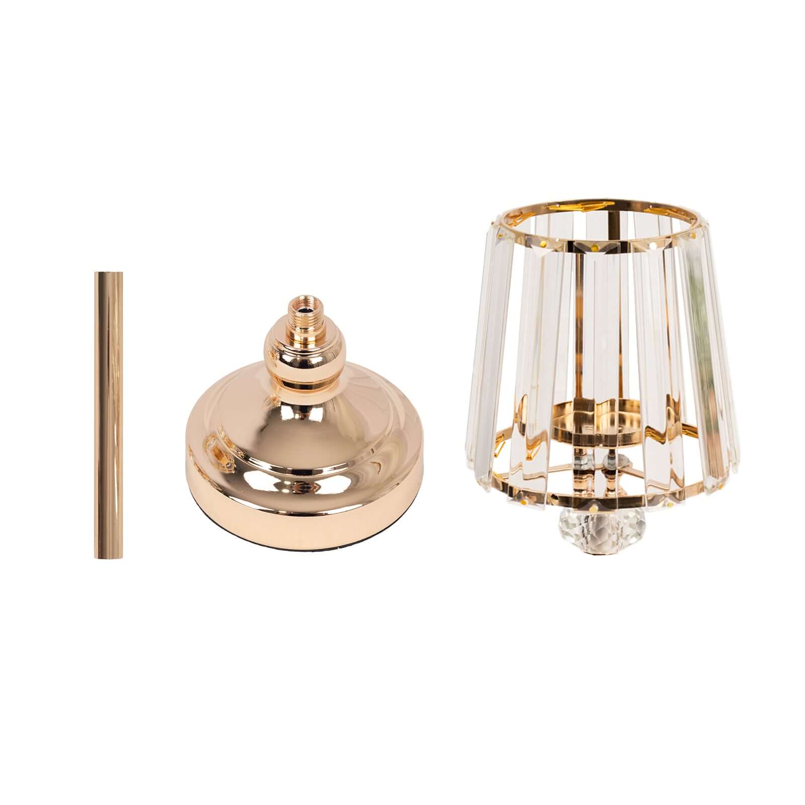 2-Pack Crystal Pendant Candle Holders 15" Classic Empire Lamp Shade Style in Gold, Votive Candle Stand For Table Centerpieces - Image 8