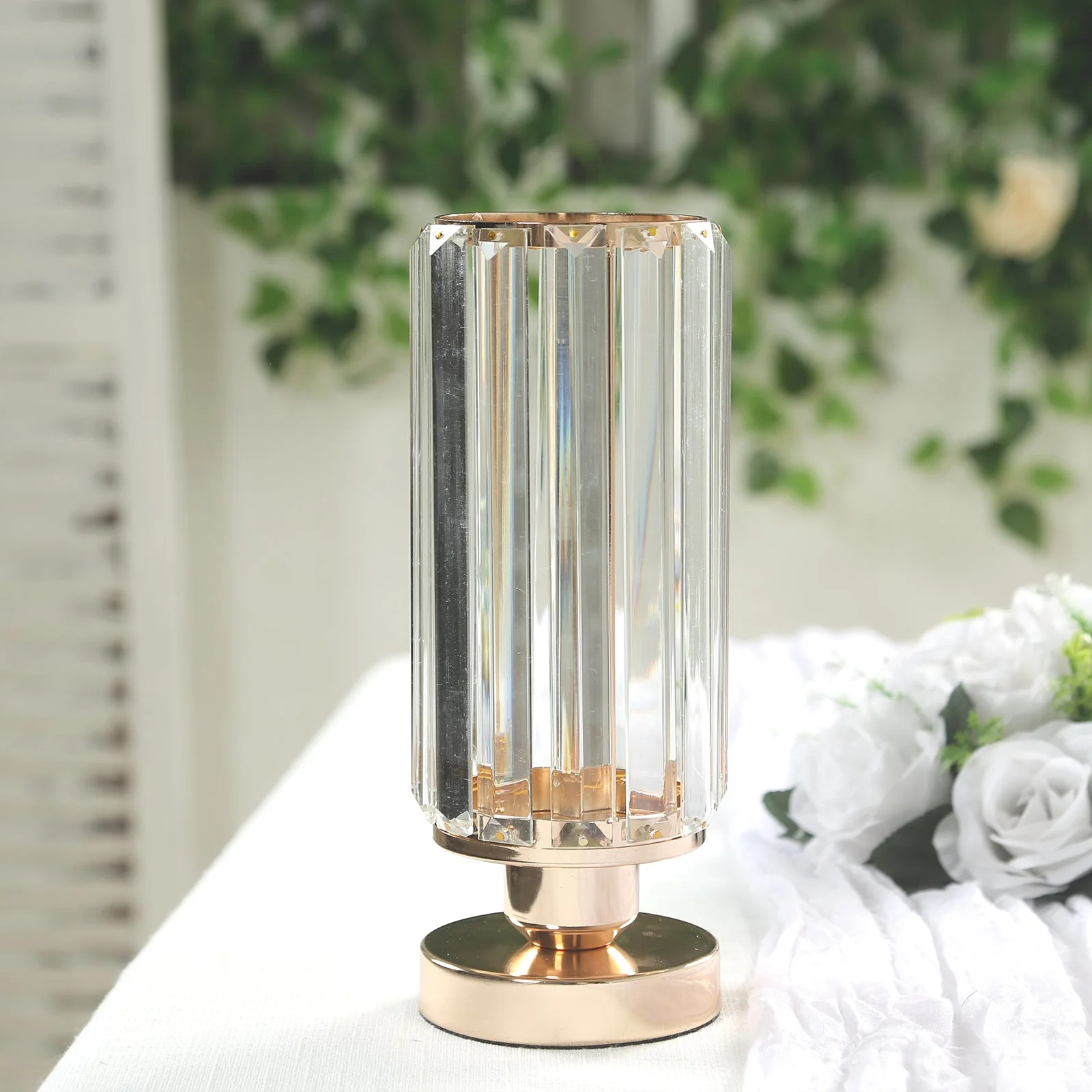 2 Pack Crystal Pendant Hurricane Candle Holders in Gold - Image 7