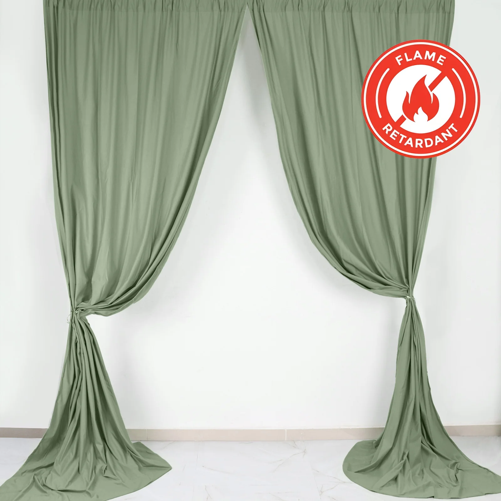 2 Pack 5ftx10ft Dusty Sage Green Scuba Polyester Backdrop Drape Curtains, Durable Flame Resistant Event Divider Panels Wrinkle Free With Rod Pockets - Image 7