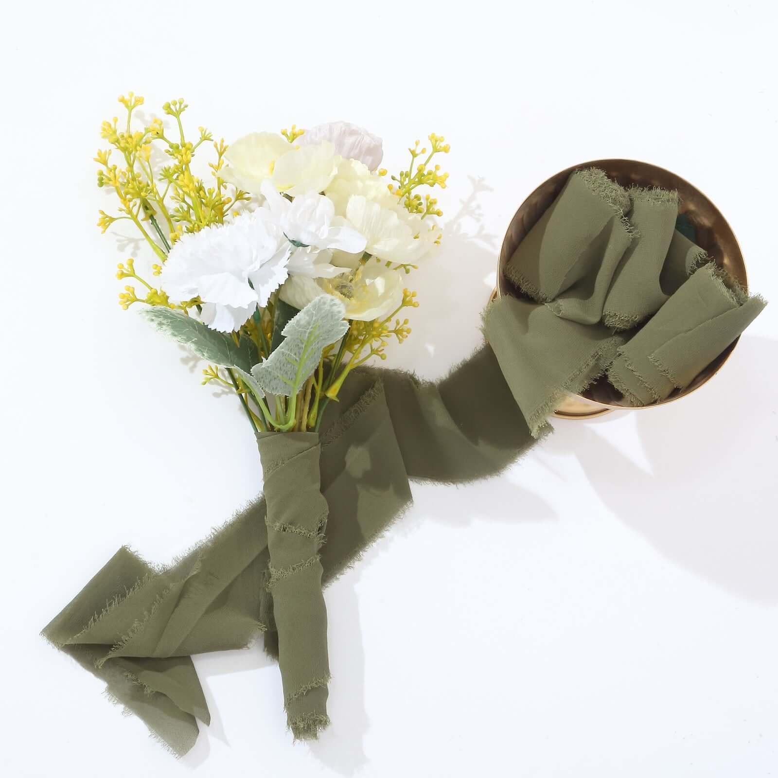 2 Pack Dusty Sage Green Silk-Like Chiffon Linen Ribbon Roll For Bouquets, Wedding Invitations Gift Wrapping 6yd - Image 10