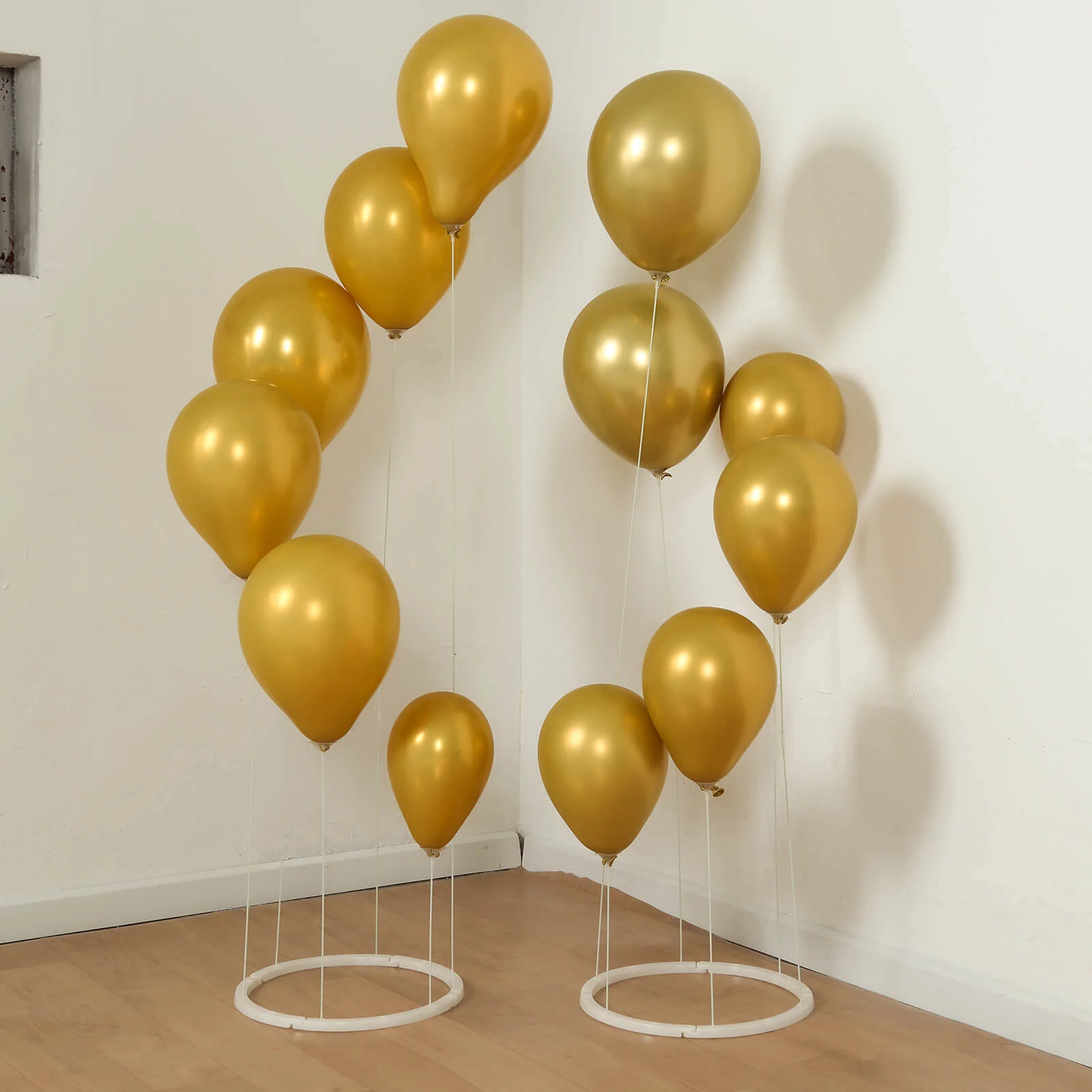 2-Pack Floating Balloon Floor Stand Kit - 3ft Tall, White Spiral Balloon Holder with Round Base for Party Decorations
