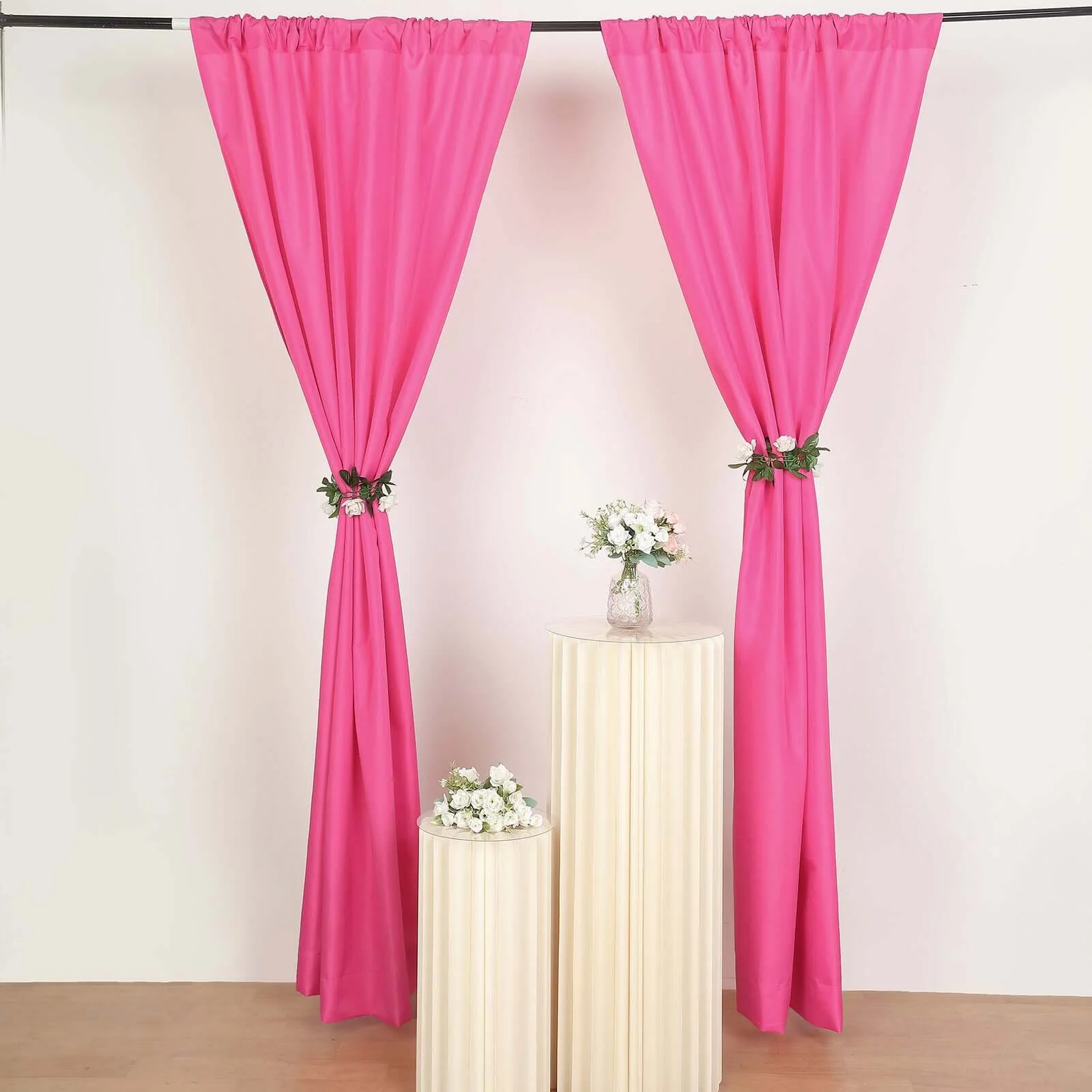 2 Pack 5ftx8ft Fuchsia Polyester Backdrop Drape Curtains With Rod Pockets, Event Divider Panels 130GSM - Image 7