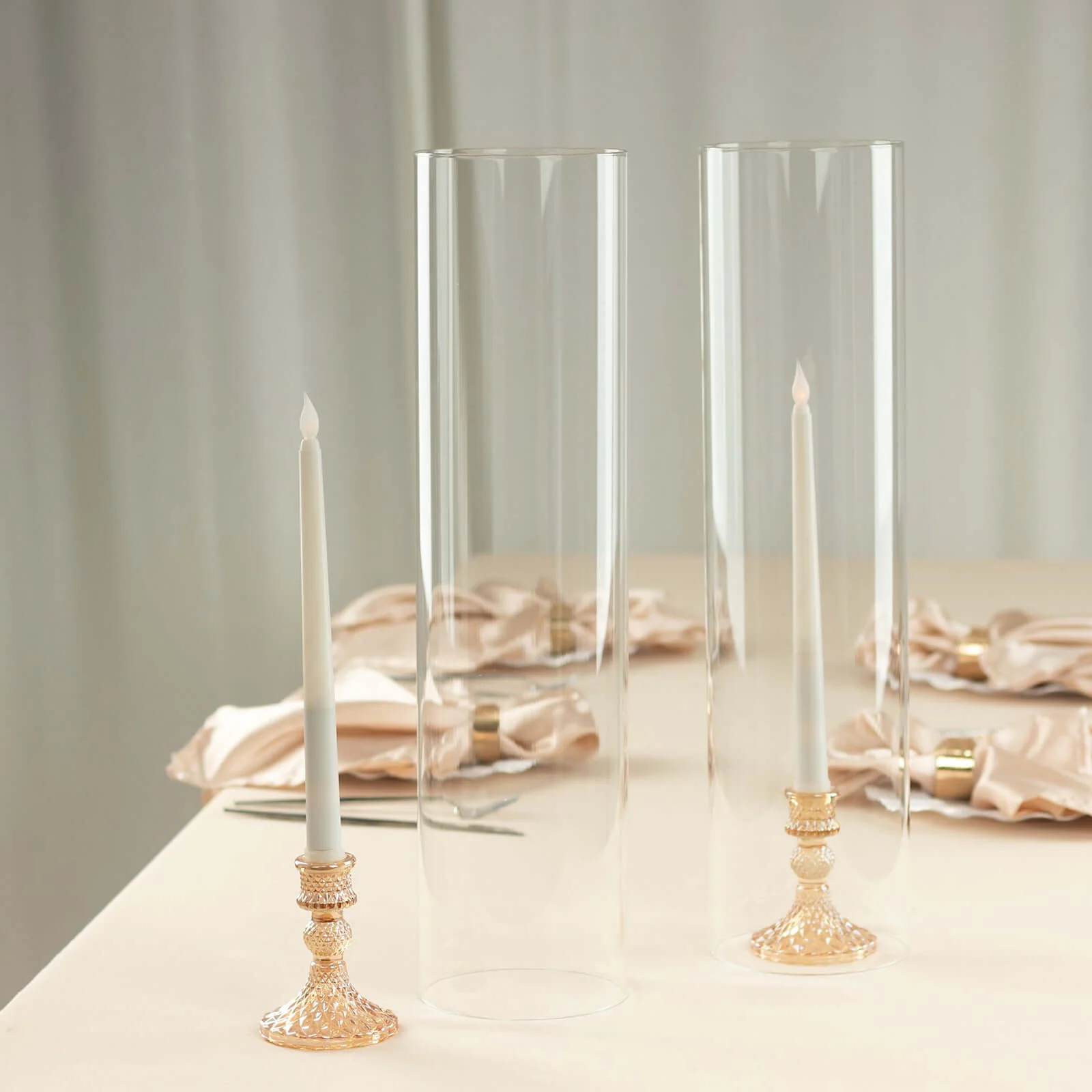 2-Pack Glass Candelabra Shades Open End Hurricane Design 20" Clear - Stylish Table Centerpiece for Weddings & Gatherings - Image 7