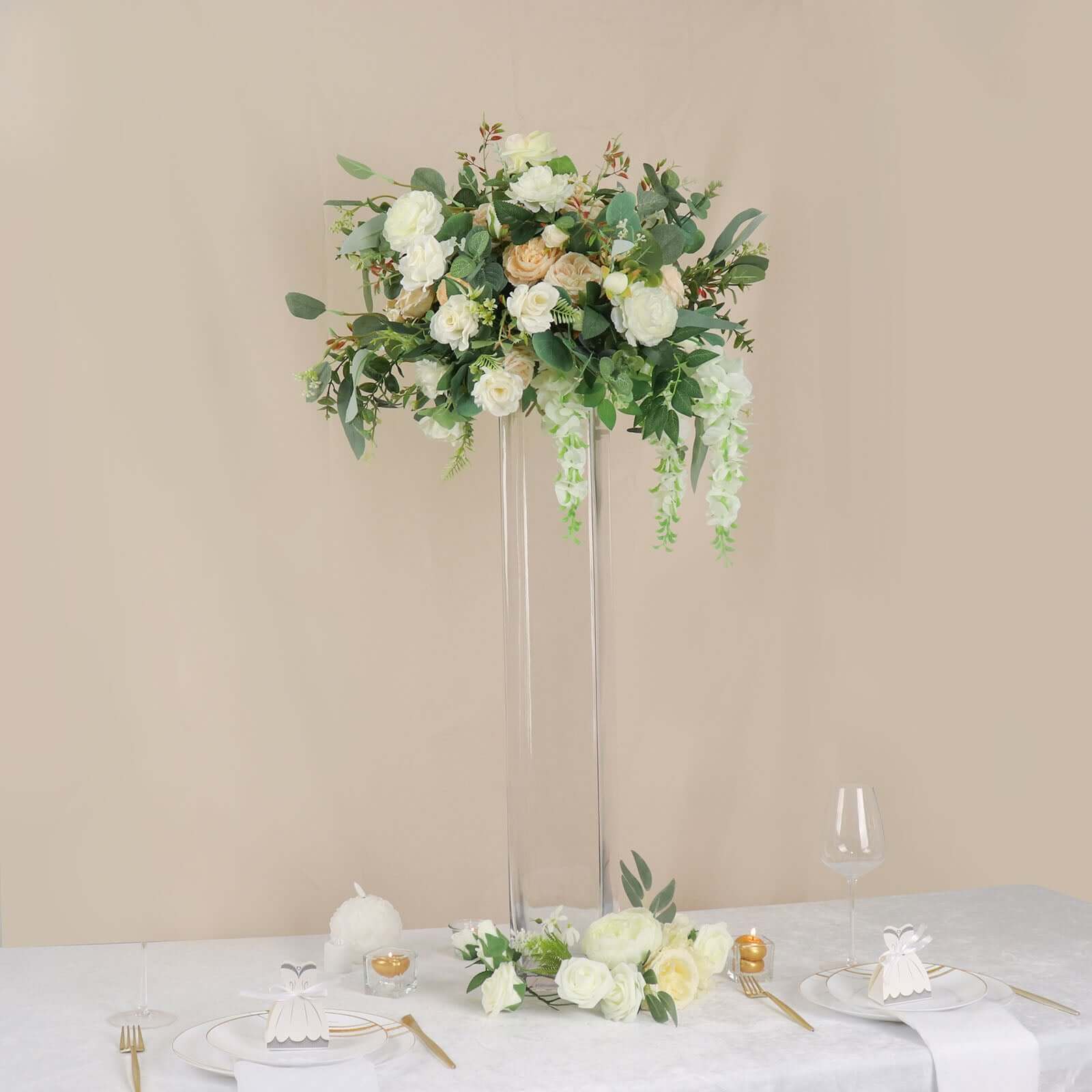2-Pack Glass Cylinder Vases Square Design 32" Clear - Heavy Duty Flower Centerpieces for Events - Image 10