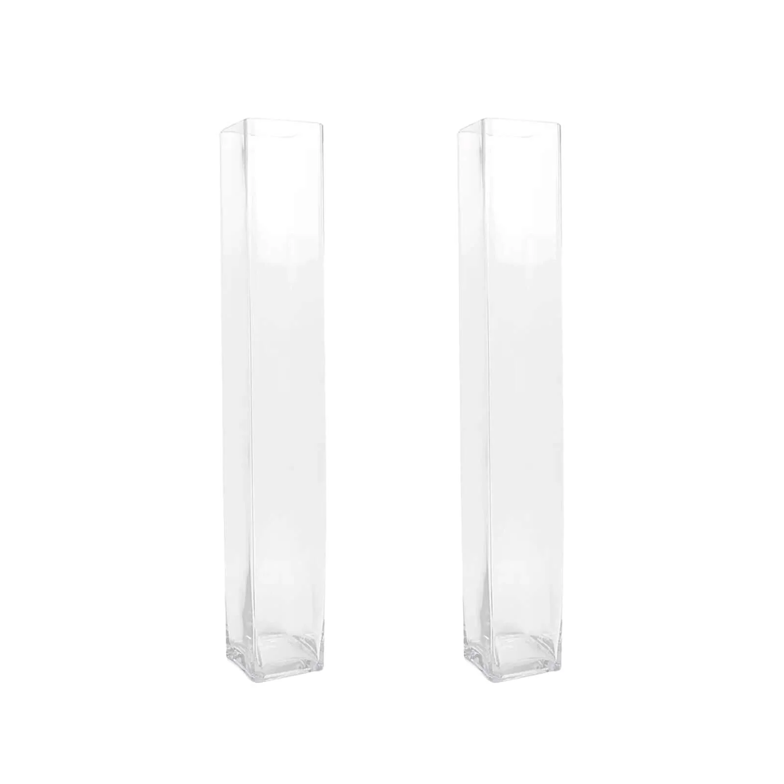 2-Pack Glass Cylinder Vases Square Design 32" Clear - Heavy Duty Flower Centerpieces for Events - Image 6