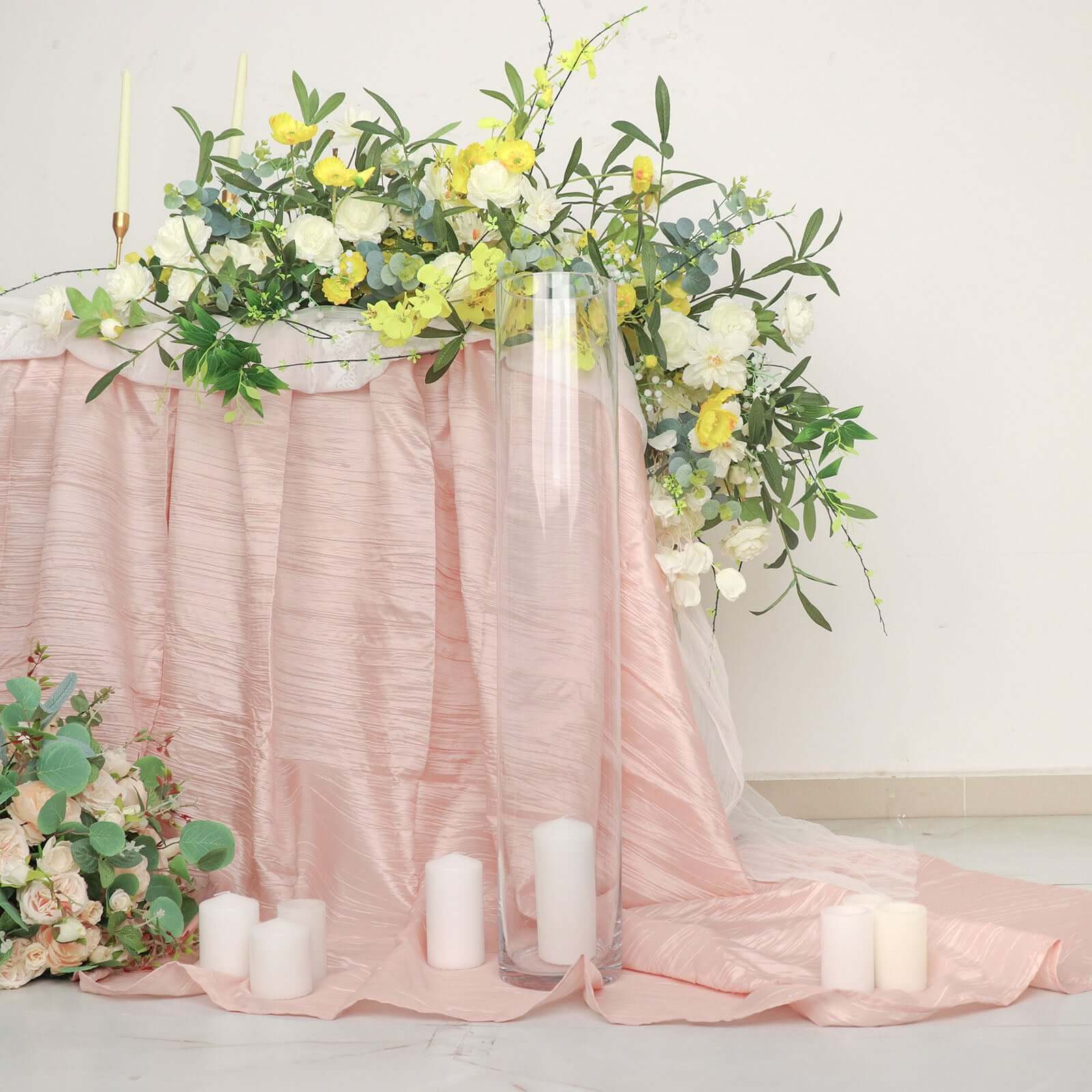 2-Pack Glass Flower Vases Heavy Duty Cylinder Design 28" Clear - Durable Centerpieces for Events - Image 2