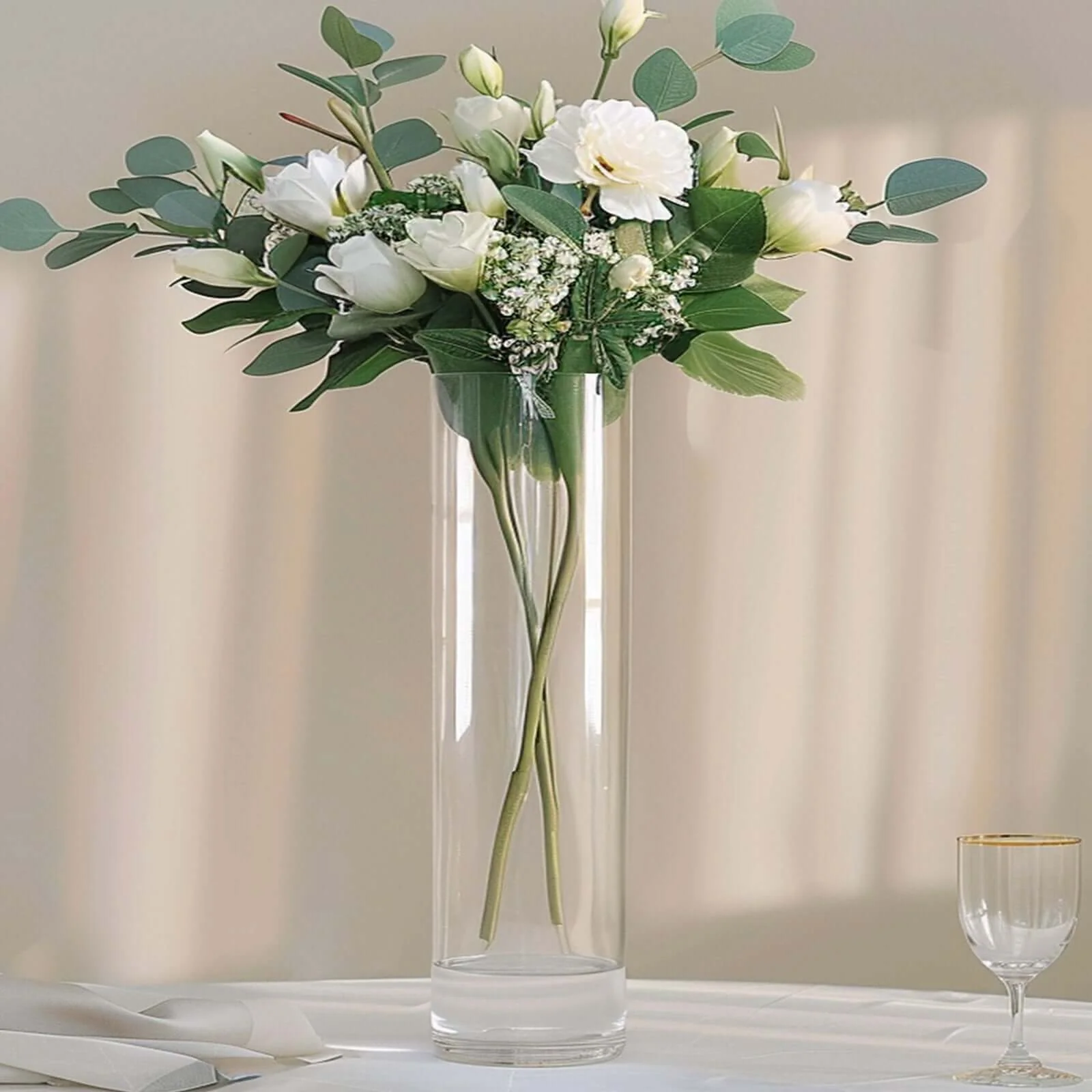 2-Pack Glass Flower Vases Heavy Duty Cylinder Design 28" Clear - Durable Centerpieces for Events - Image 7