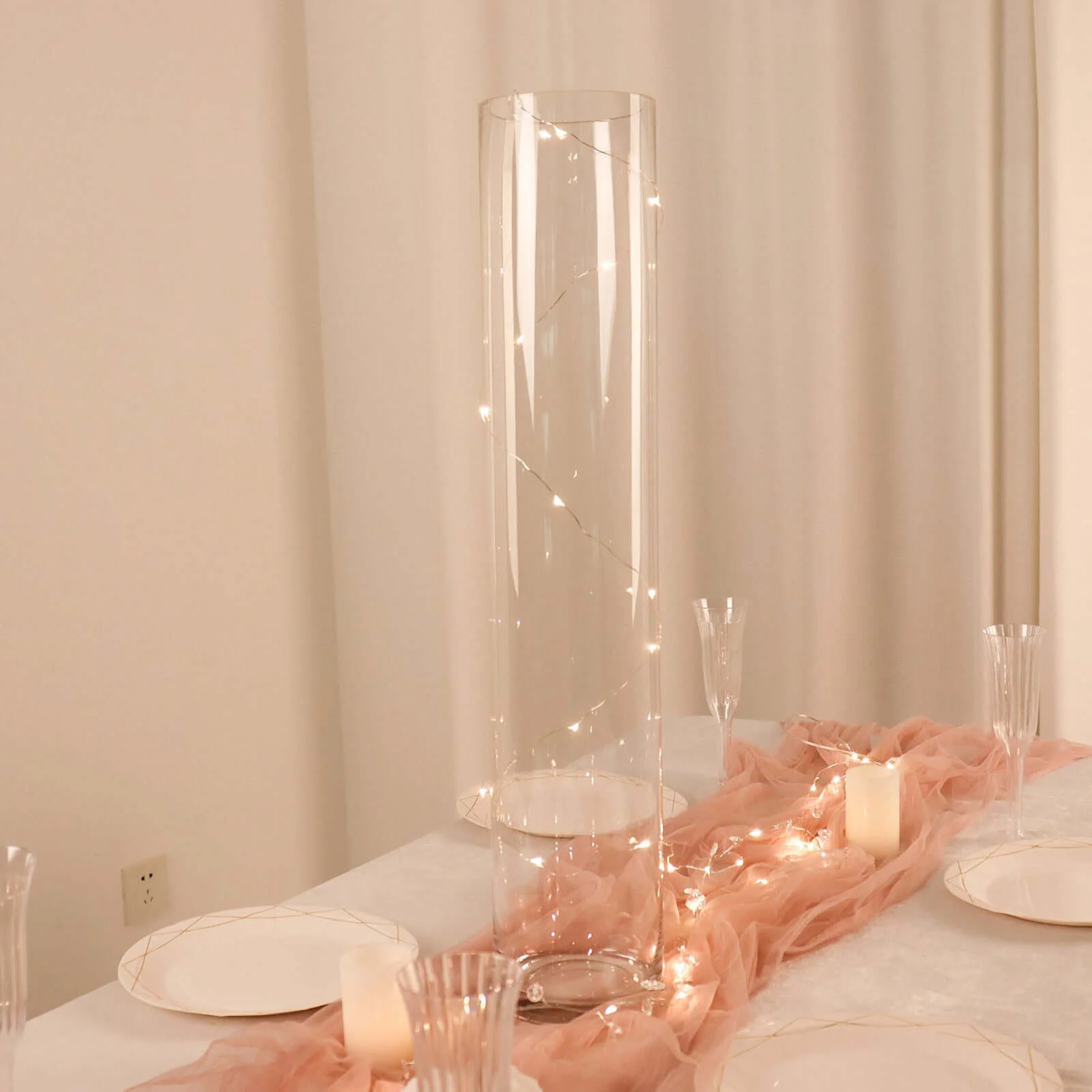 2-Pack Glass Flower Vases Heavy Duty Cylinder Design 32" Clear - Durable Centerpieces for Events - Image 7