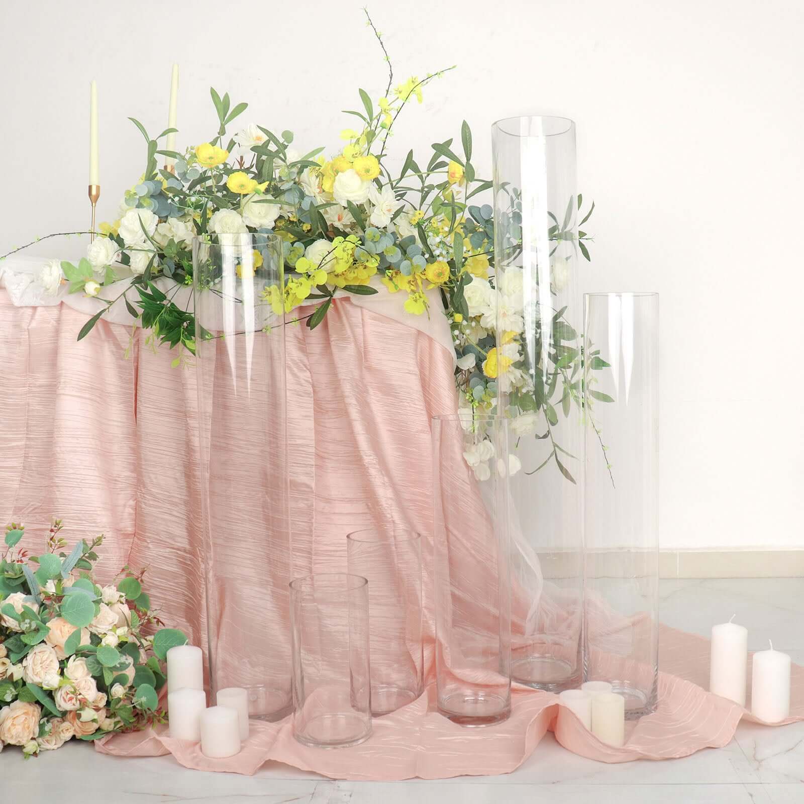 2-Pack Glass Flower Vases Heavy Duty Cylinder Design 40" Clear - Durable Centerpieces for Events - Image 14