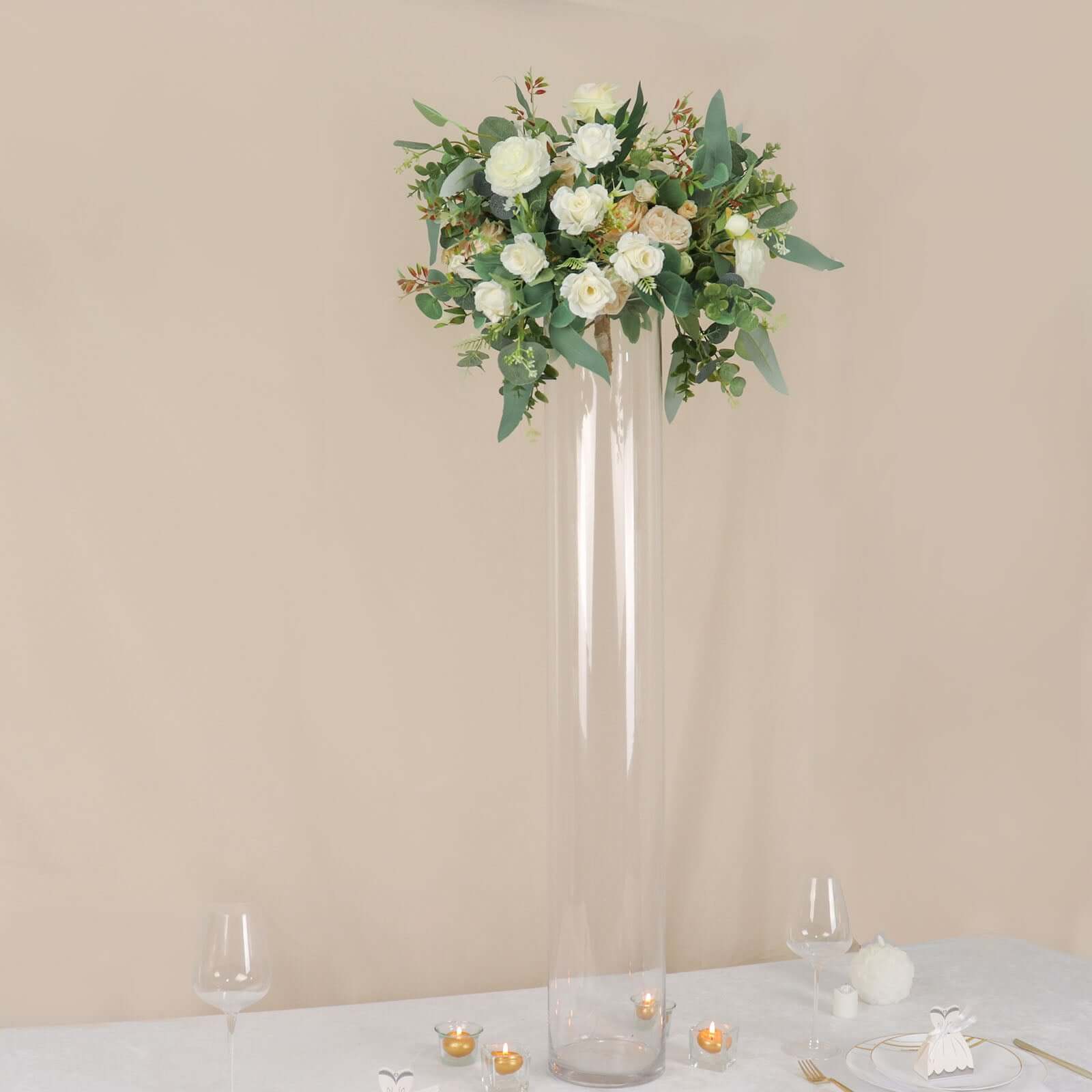 2-Pack Glass Flower Vases Heavy Duty Cylinder Design 40" Clear - Durable Centerpieces for Events - Image 15