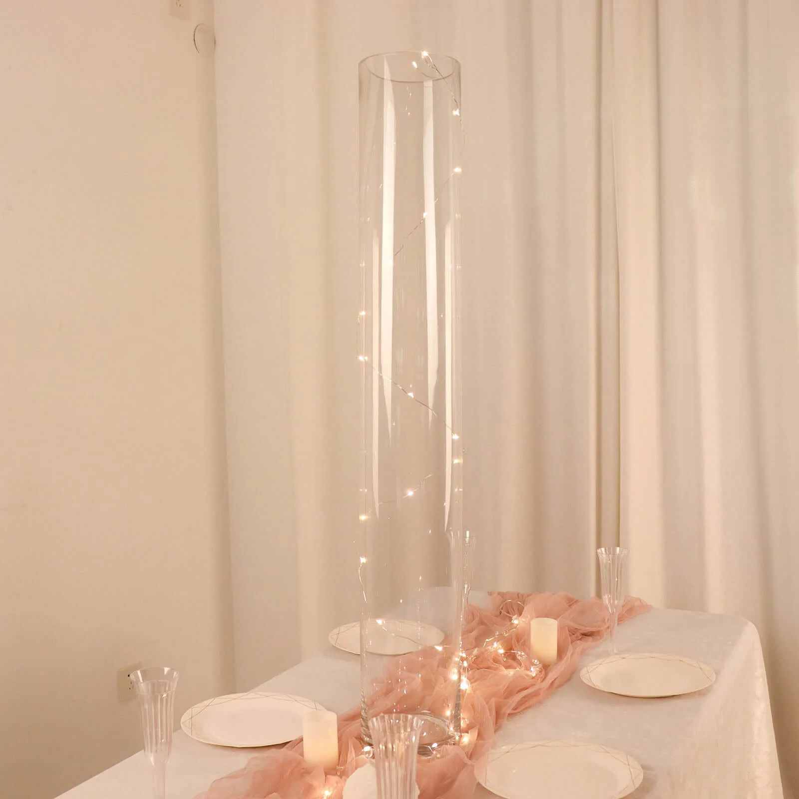 2-Pack Glass Flower Vases Heavy Duty Cylinder Design 40" Clear - Durable Centerpieces for Events - Image 7
