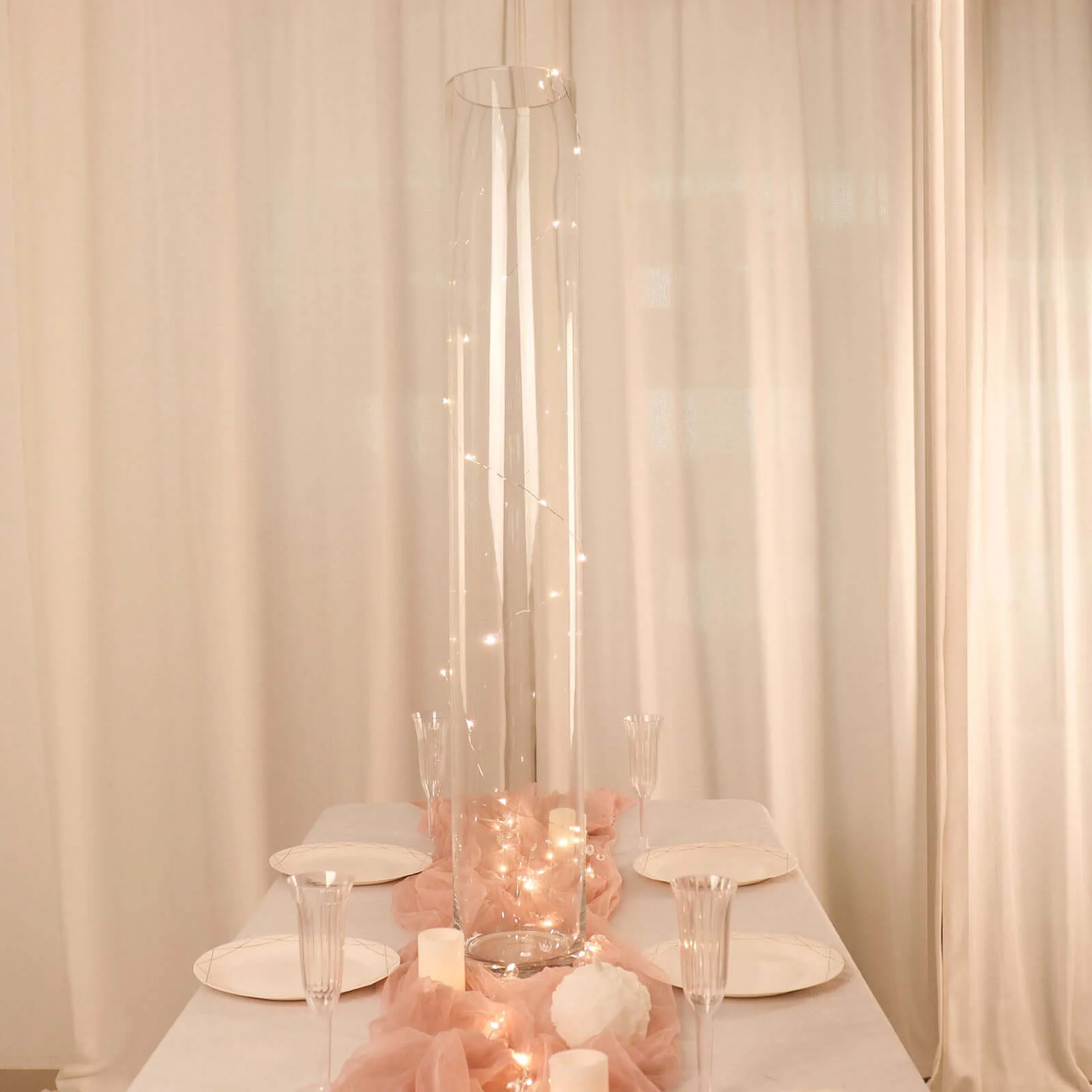 2-Pack Glass Flower Vases Heavy Duty Cylinder Design 40" Clear - Durable Centerpieces for Events - Image 8