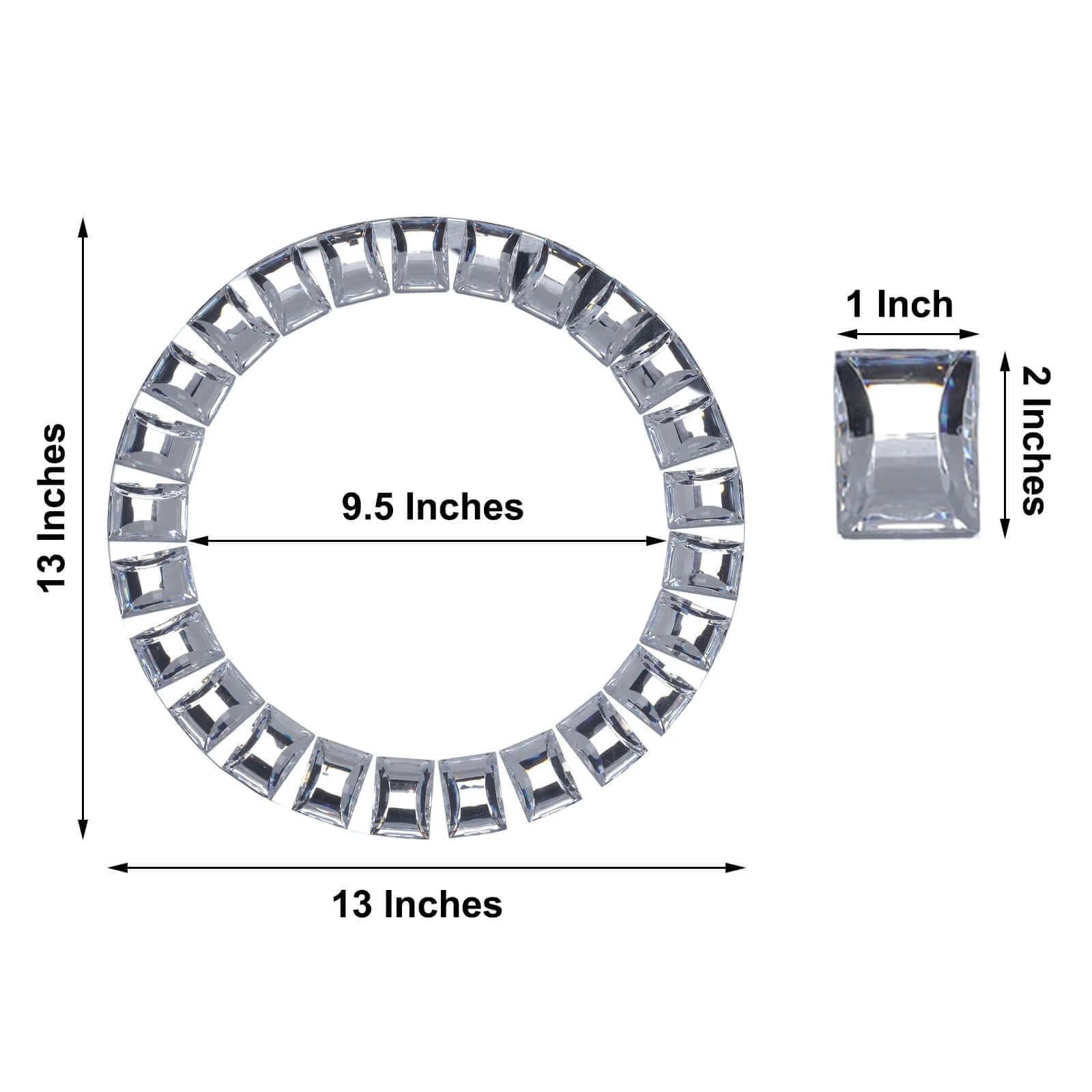 2-Pack Glass Mirror Charger Plates 13" Round Silver with Jeweled Rim - Premium Decorative Dinner Party Charger Tableware - Image 3