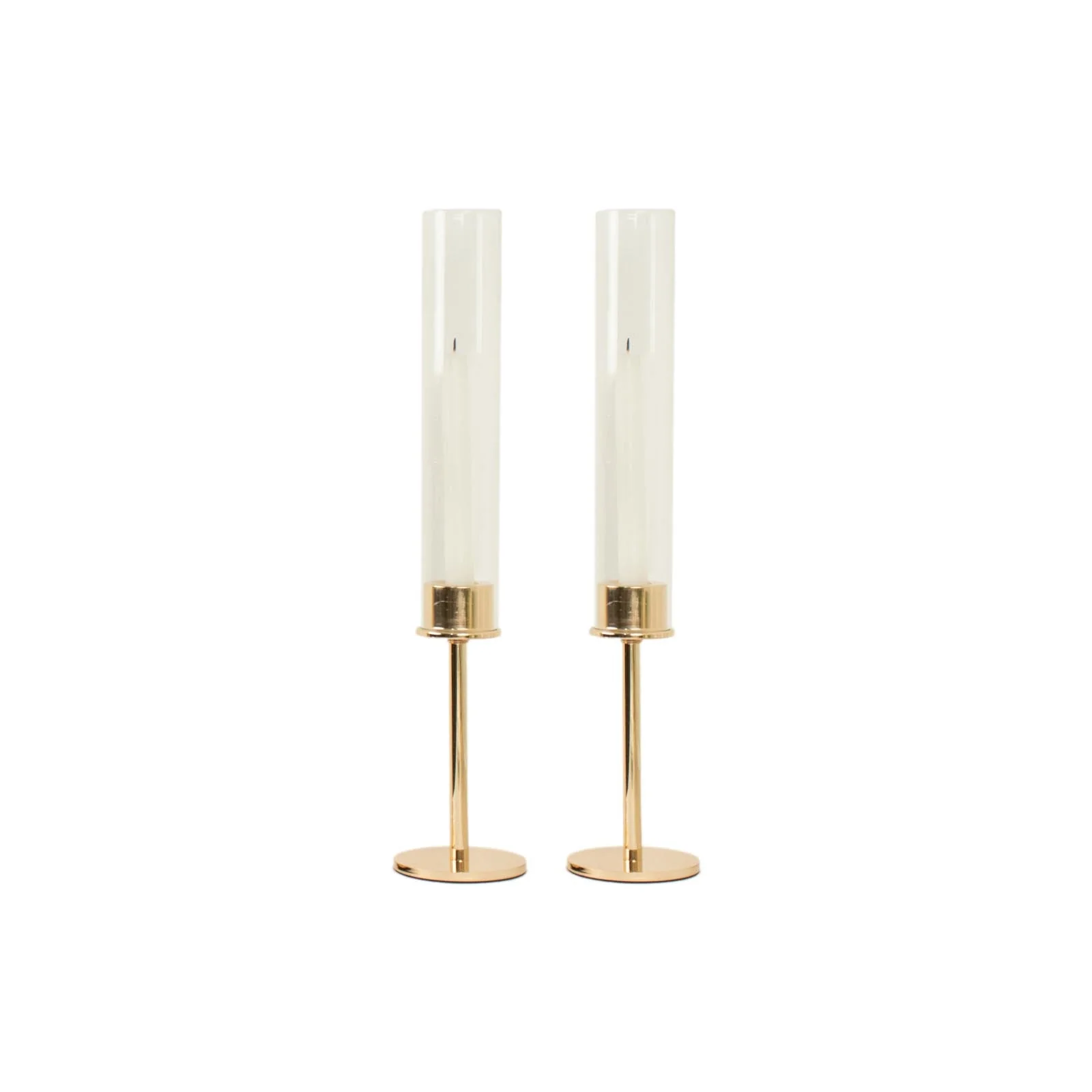 2-Pack Gold Metal Taper Candlestick Holders 16" - Clear Glass Hurricane Candle Stands With Chimney Candle Shades - Image 7
