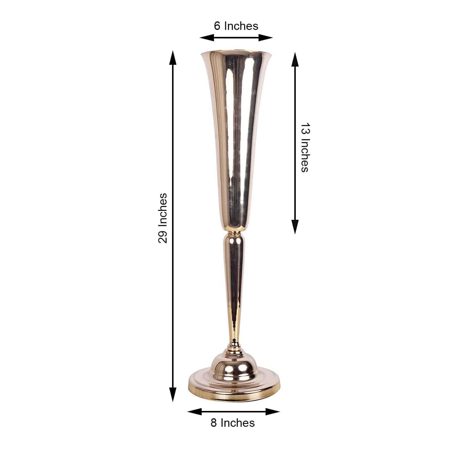 2 Pack Gold Metal Trumpet Vases Set 29" - Tall Floral Vase for Flower Arrangements & Table Centerpieces - Image 3