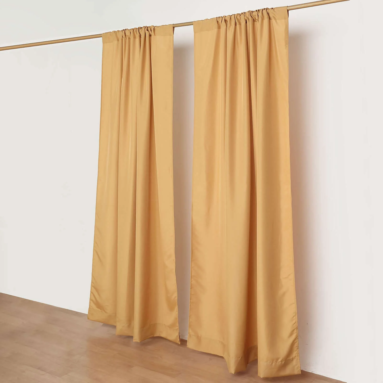 2 Pack 5ftx8ft Gold Polyester Backdrop Drape Curtains With Rod Pockets, Event Divider Panels 130GSM - Image 3