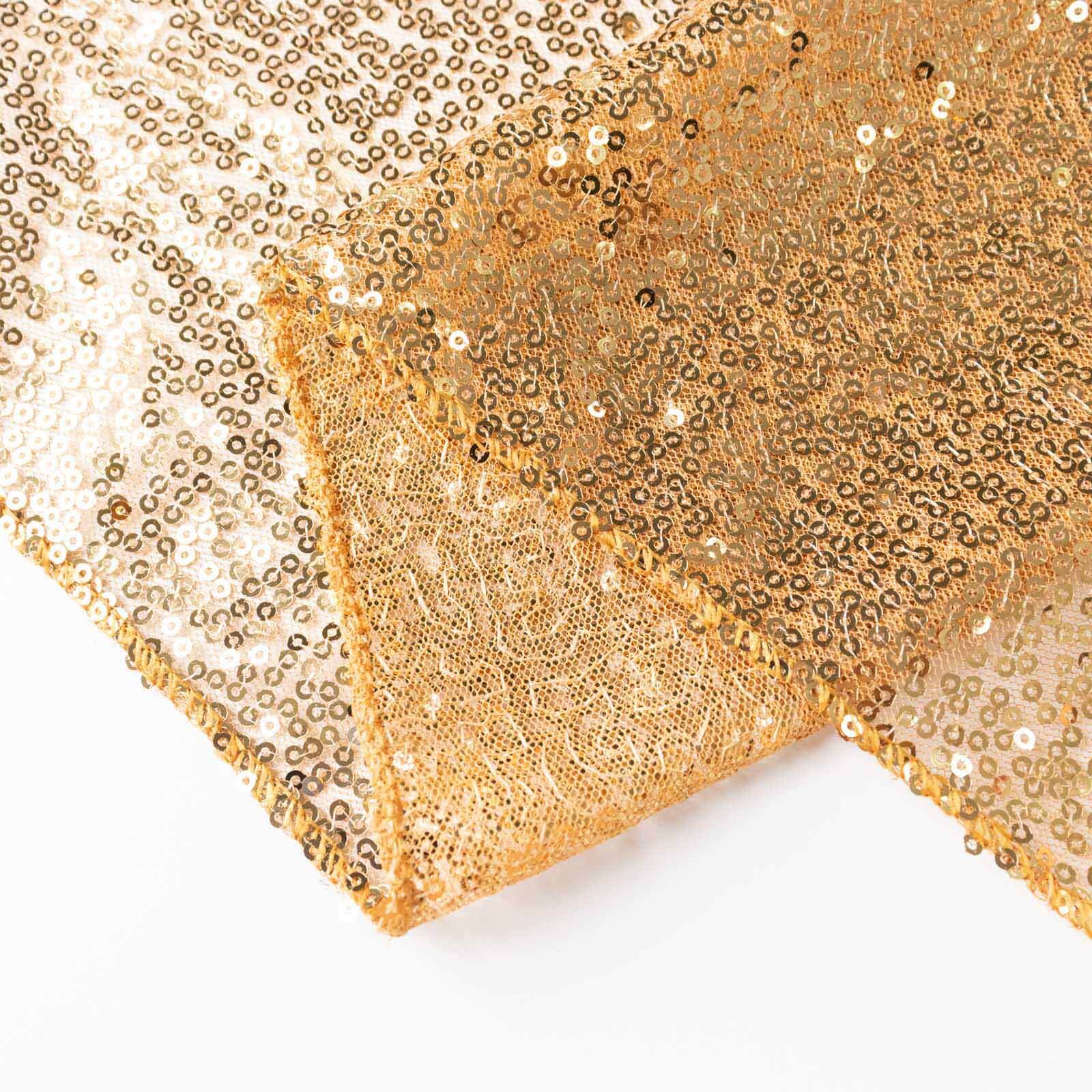 2 Pack Gold Sequin Backdrop Drape Curtains with Rod Pockets, Seamless Glitter Mesh Photo Booth Event Divider Panels - 8ftx2ft - Image 7