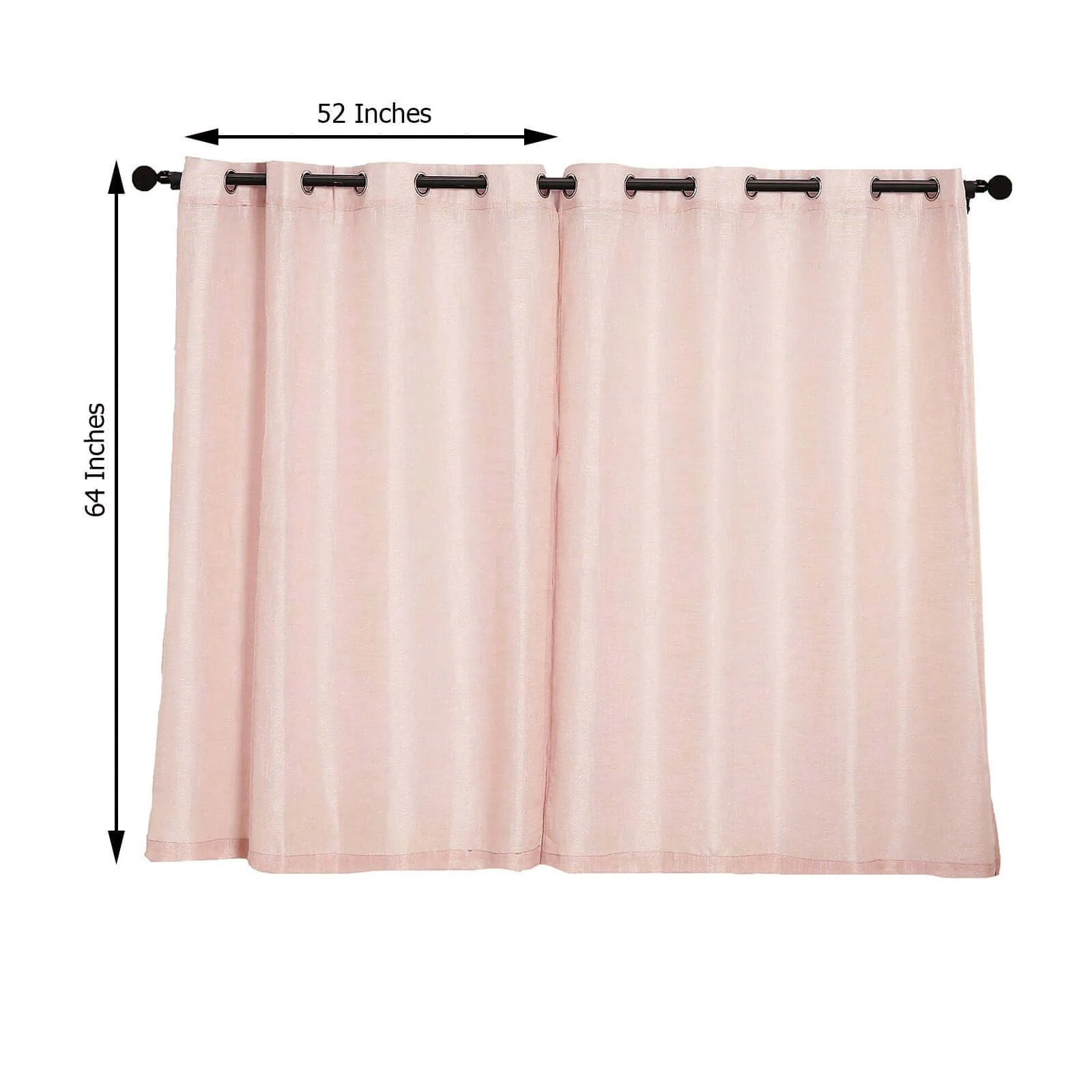 2 Pack Handmade Blush Faux Linen Curtains, Curtain Panels With Chrome Grommets 52"x64" - Image 3